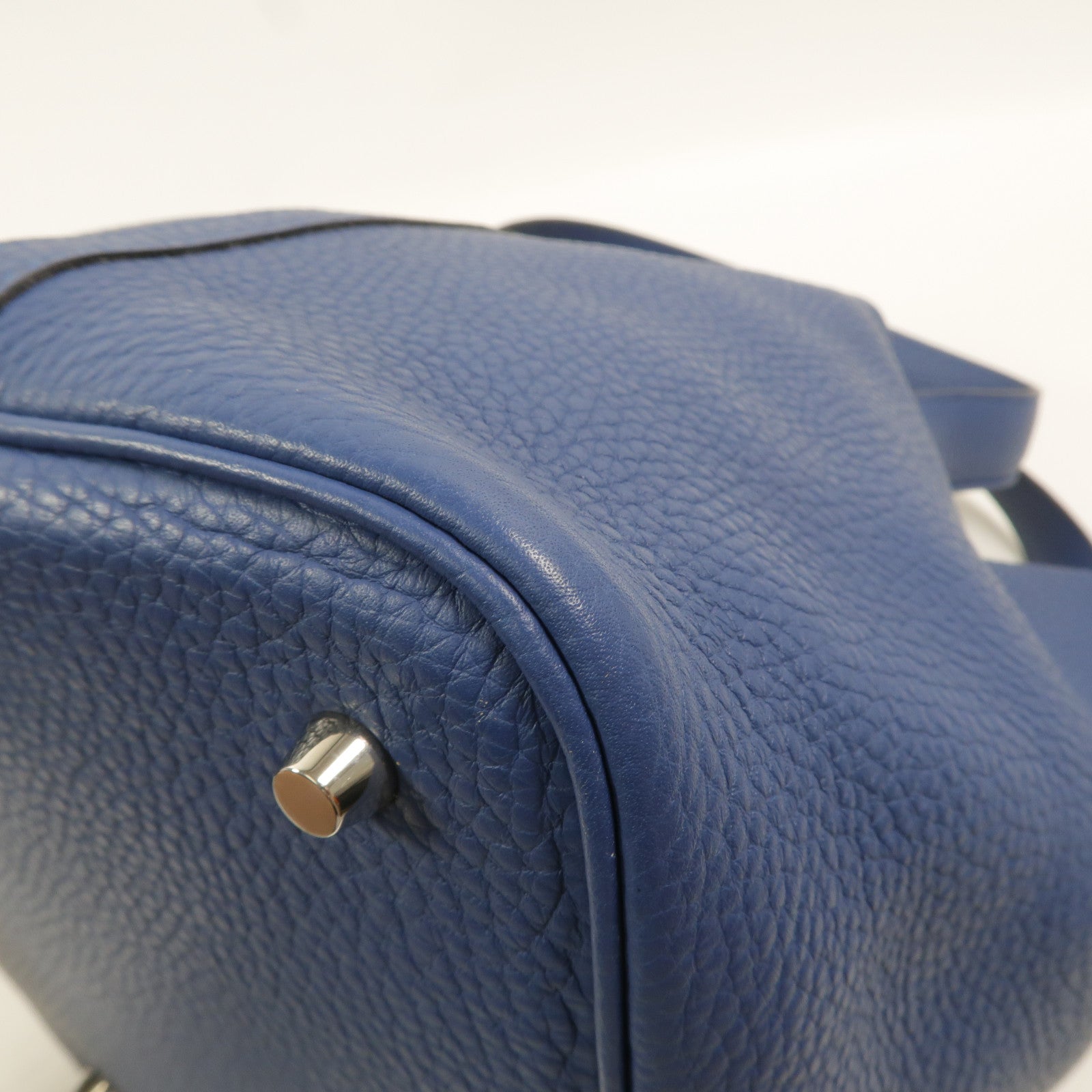 HERMES Clemence皮革Picotin MM手挽袋Bleu Agate