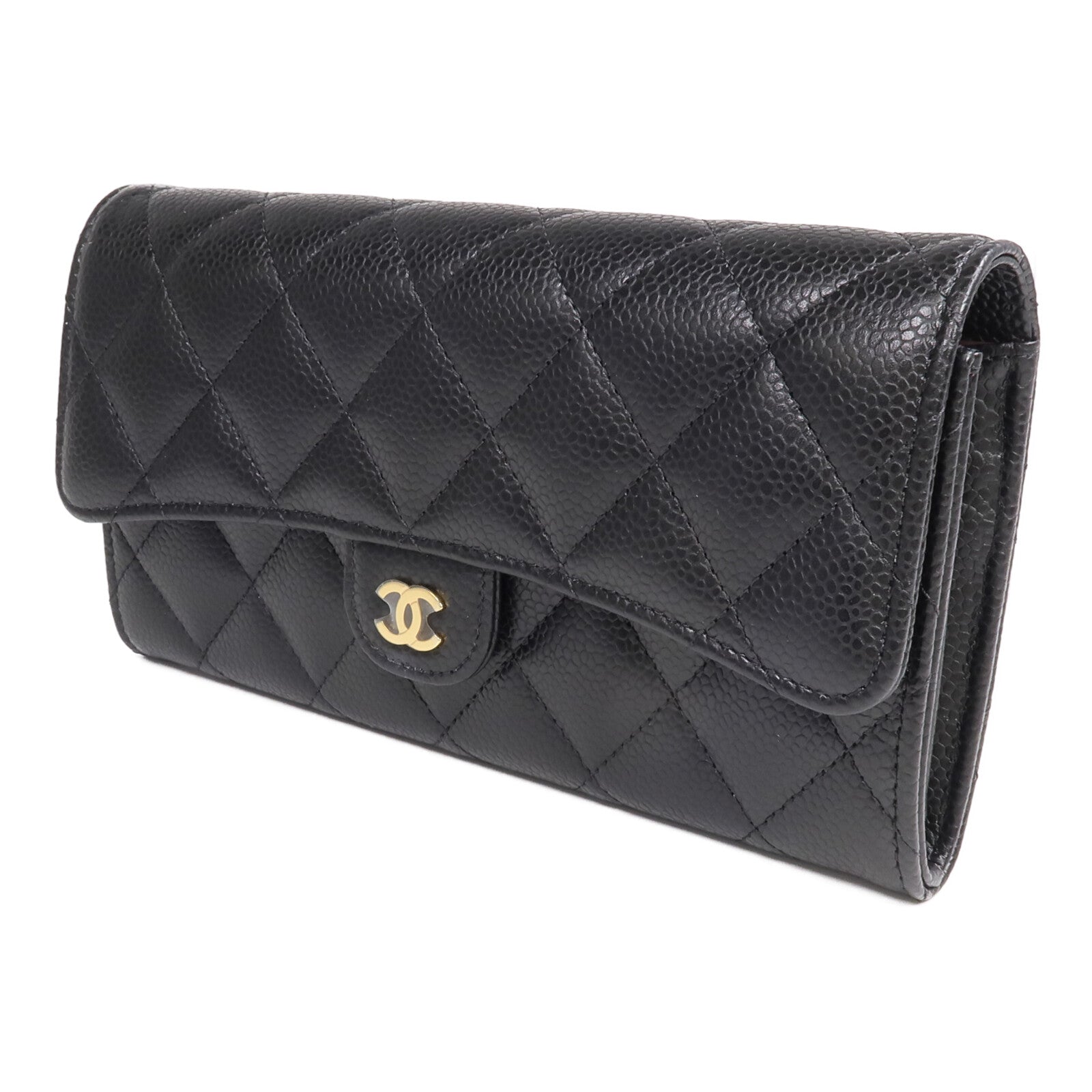 CHANEL 【激減優惠】牛皮皮革Long Wallet金扣長錢包
