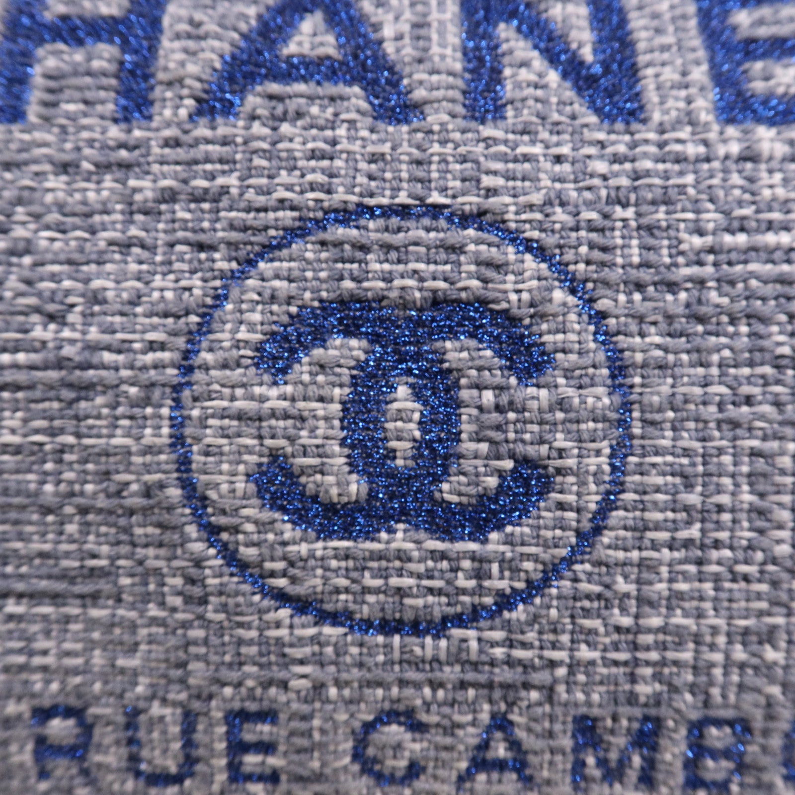 CHANEL 帆布Deauville Tote Bag銀扣鏈帶手挽肩背兩用袋