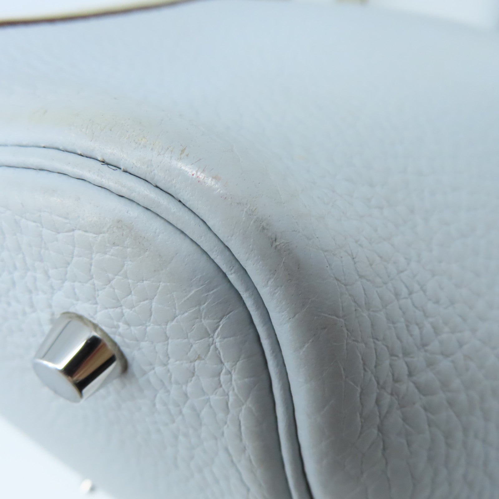 HERMES 【激減優惠】Clemence皮革Picotin MM Handbag銀扣手挽袋Bleu Pale蒼白藍色