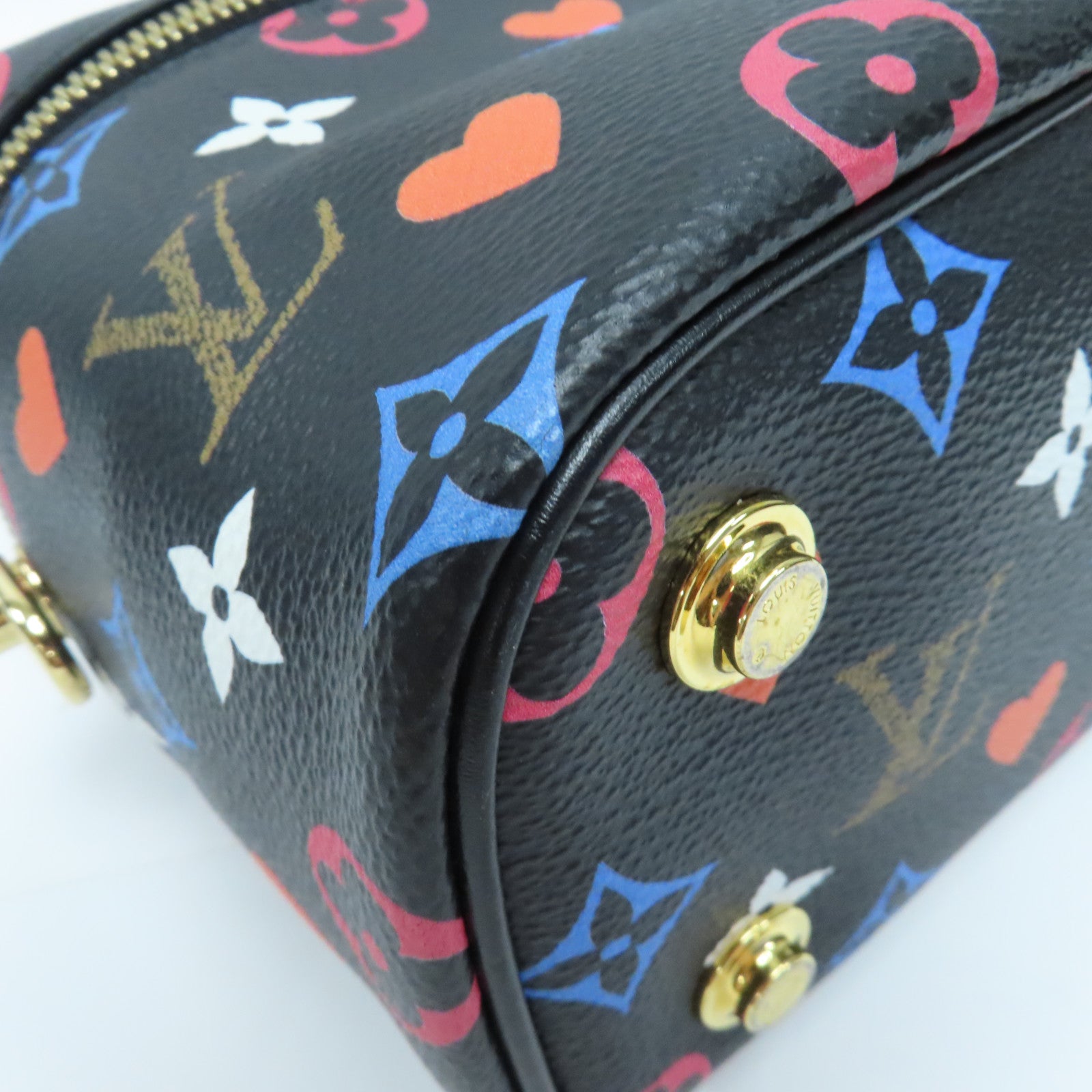 LOUIS VUITTON Monogram Game On Vanity 金扣鏈帶手挽肩背兩用袋彩色/黑色
