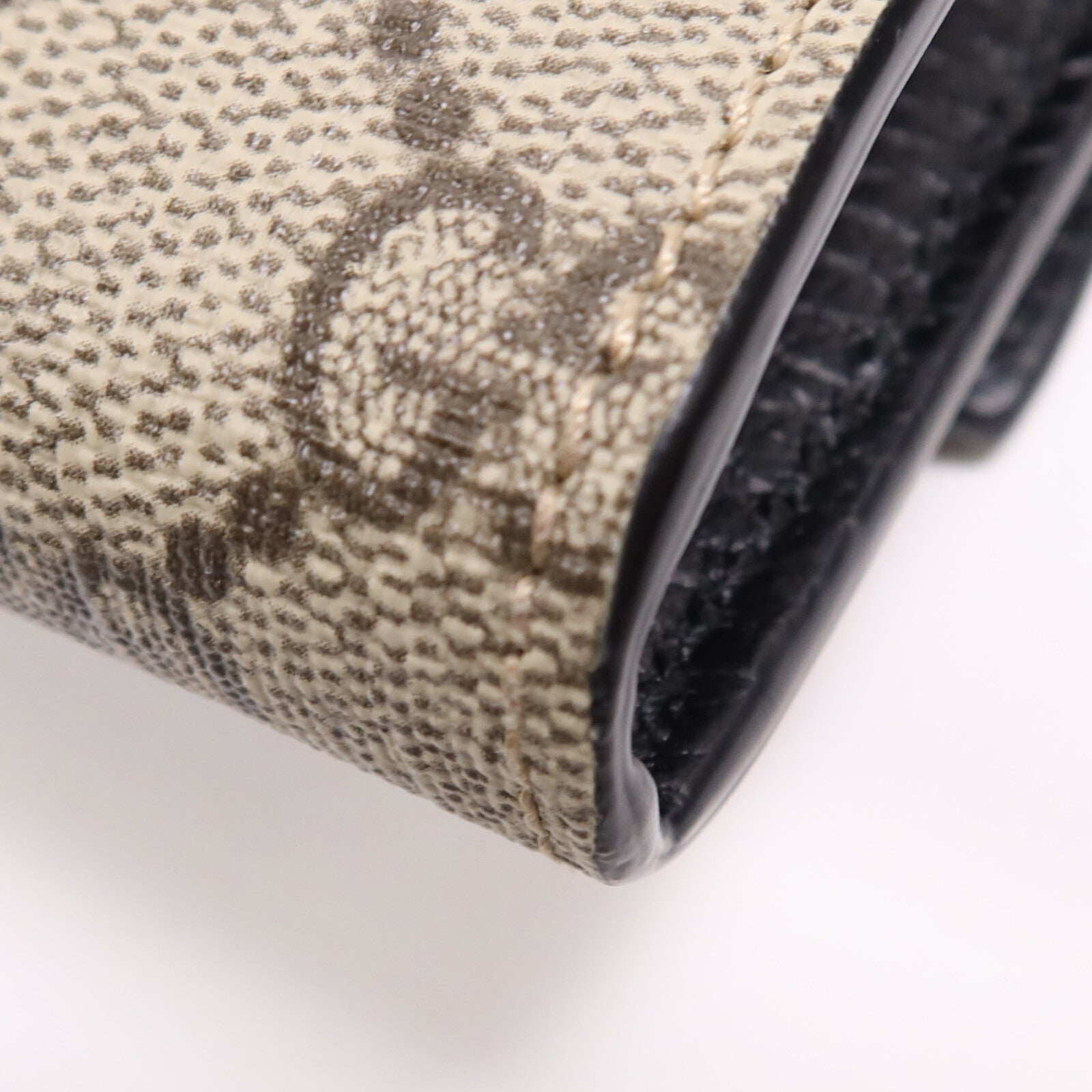 GUCCI 塗層帆布/皮革GG Marmont Wallet金扣鏈帶錢包