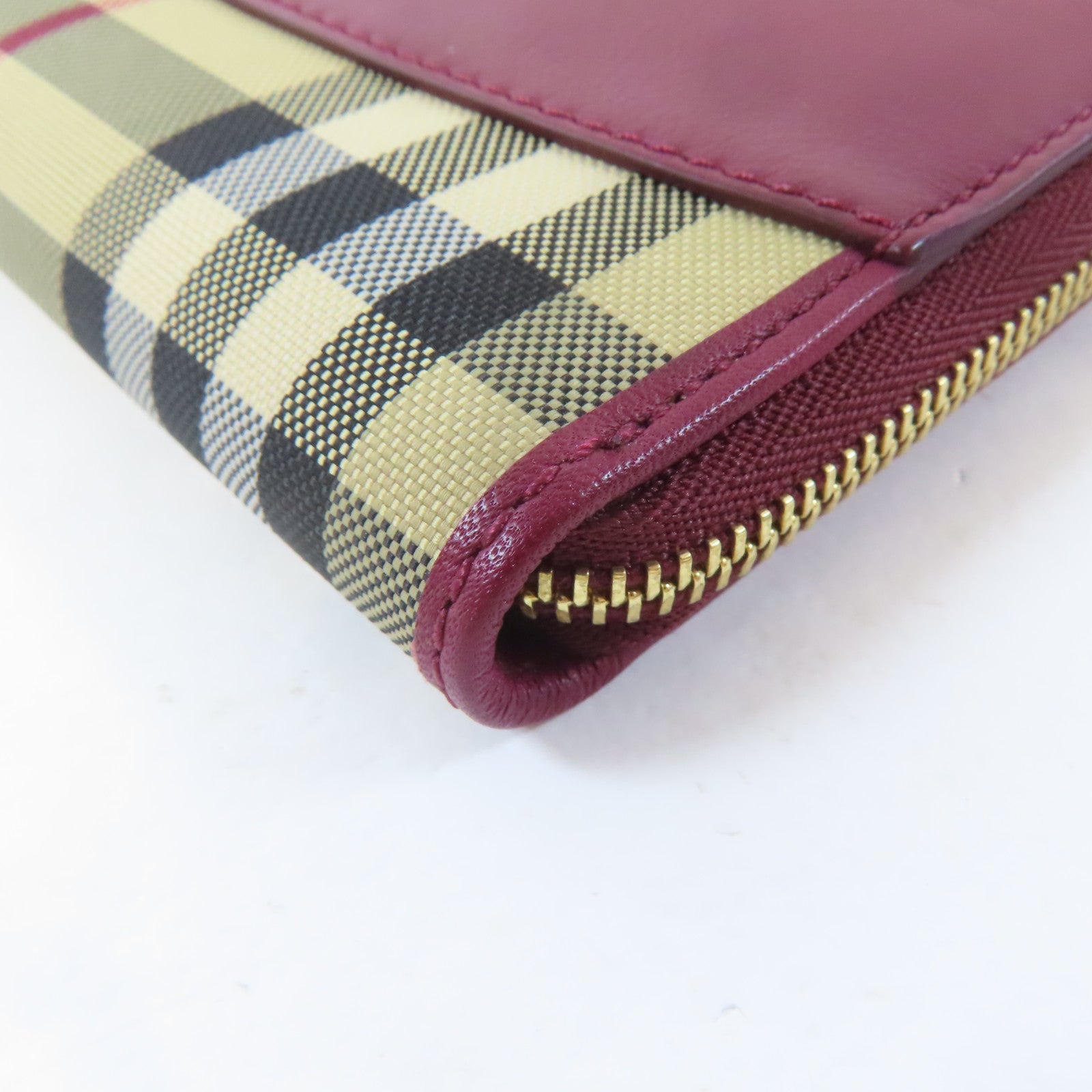 BURBERRY 帆布Zipper Wallet金扣錢包紅色