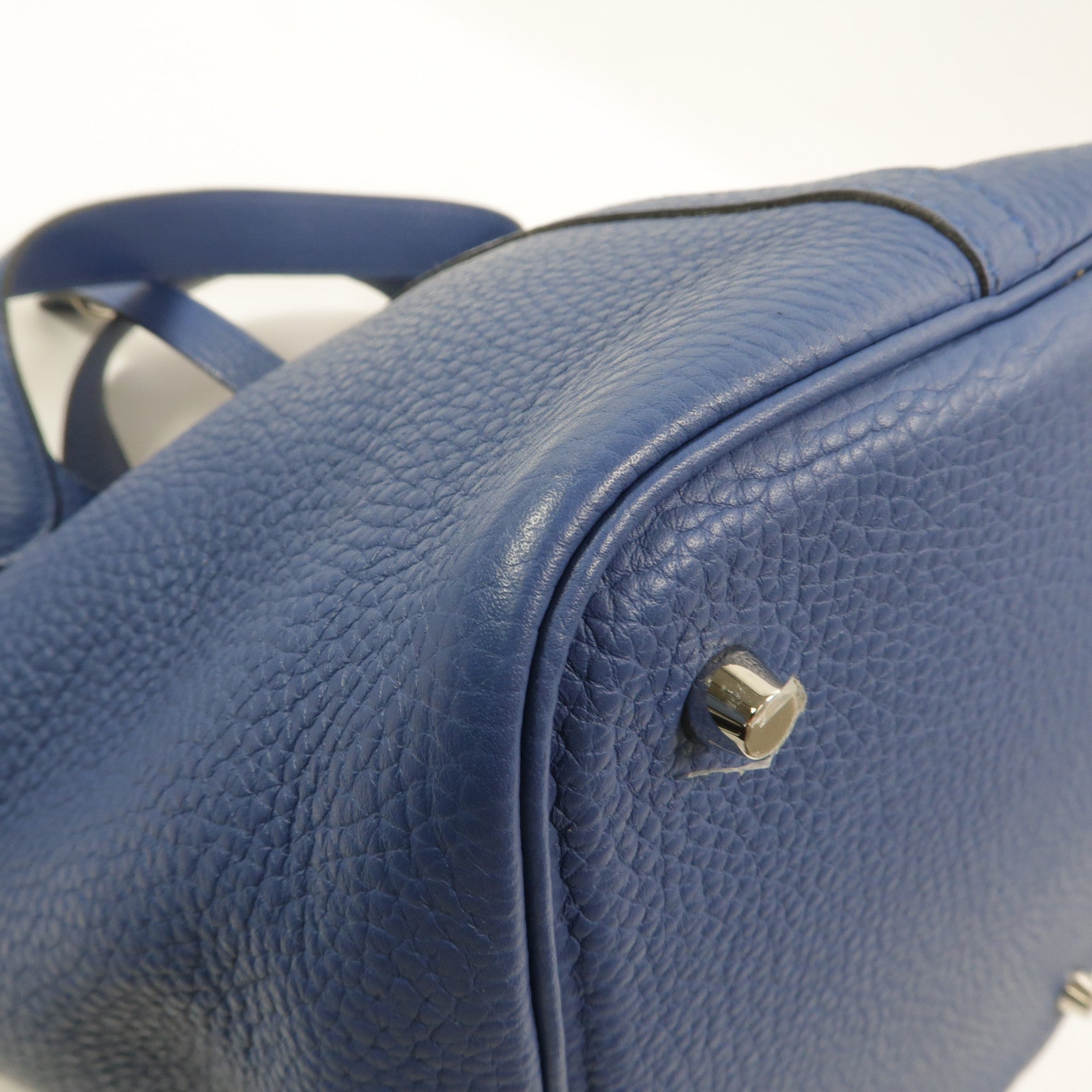 HERMES Clemence皮革Picotin MM手挽袋Bleu Agate