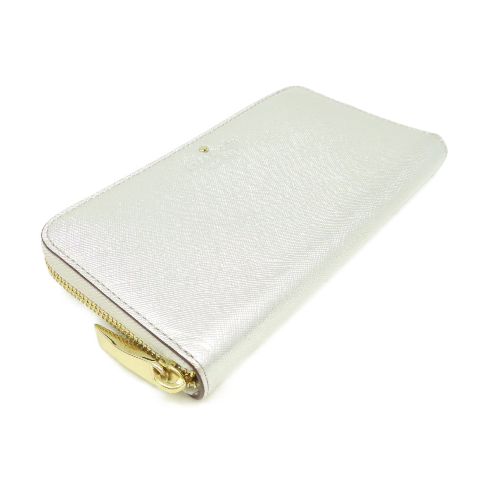 Kate Spade 【激減優惠】牛皮皮革Round Long Wallet拉鏈長錢包銀色