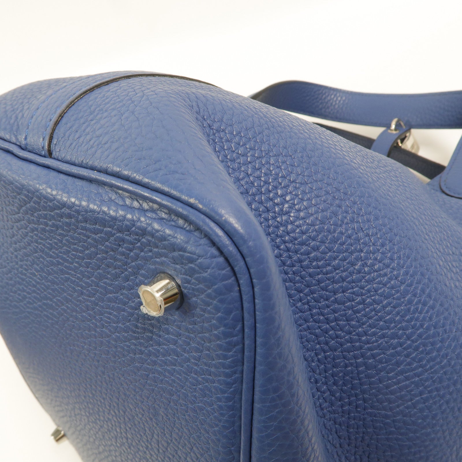 HERMES Clemence皮革Picotin MM手挽袋Bleu Agate