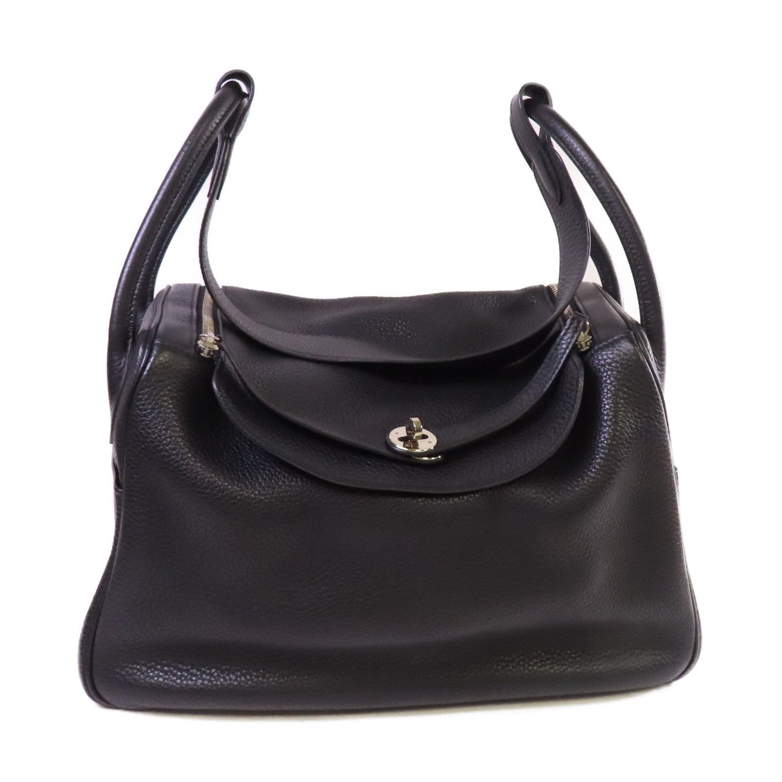 HERMES 【激減優惠】Clemence皮革Lindy 34 Shoulder Bag銀扣肩背袋黑色