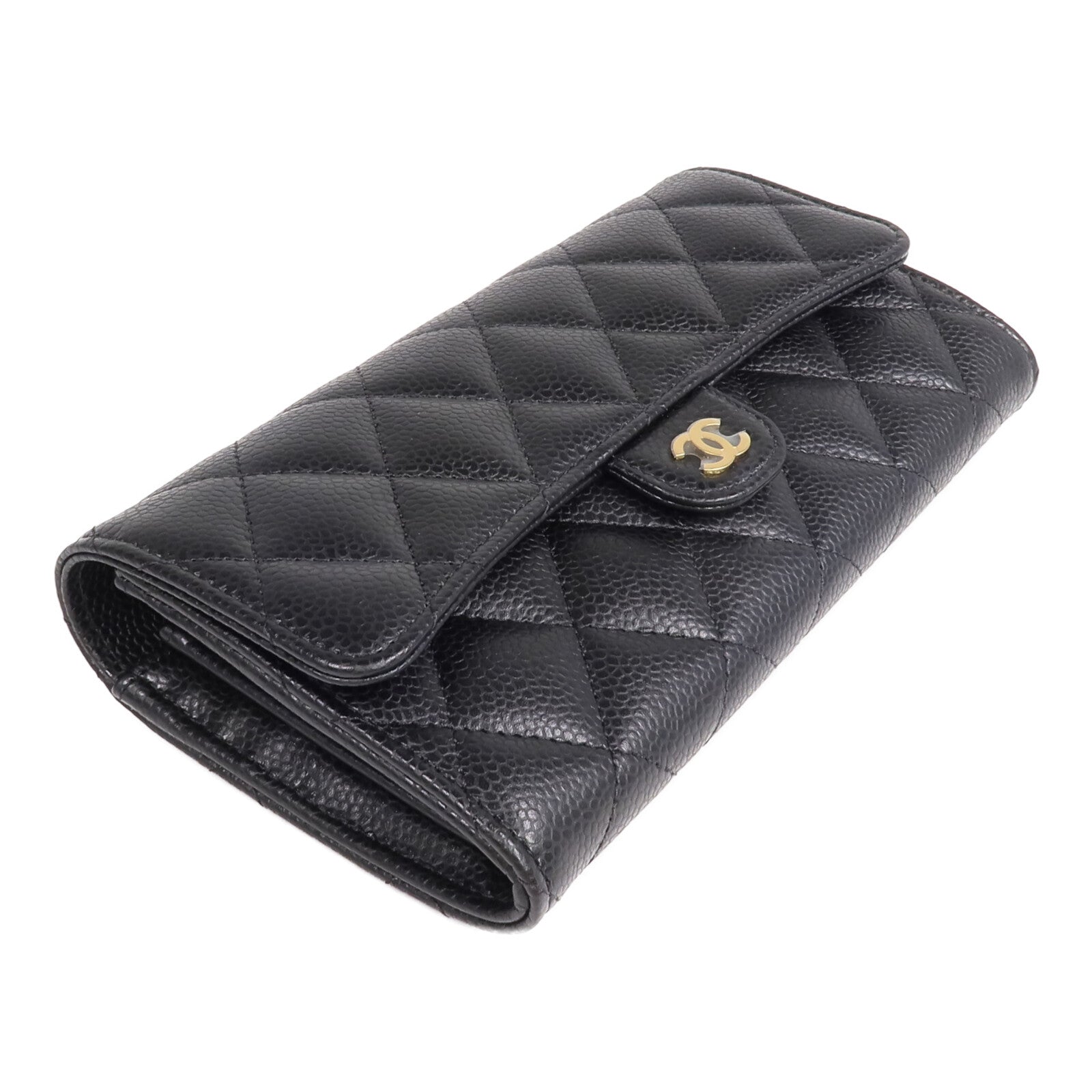 CHANEL 【激減優惠】牛皮皮革Long Wallet金扣長錢包