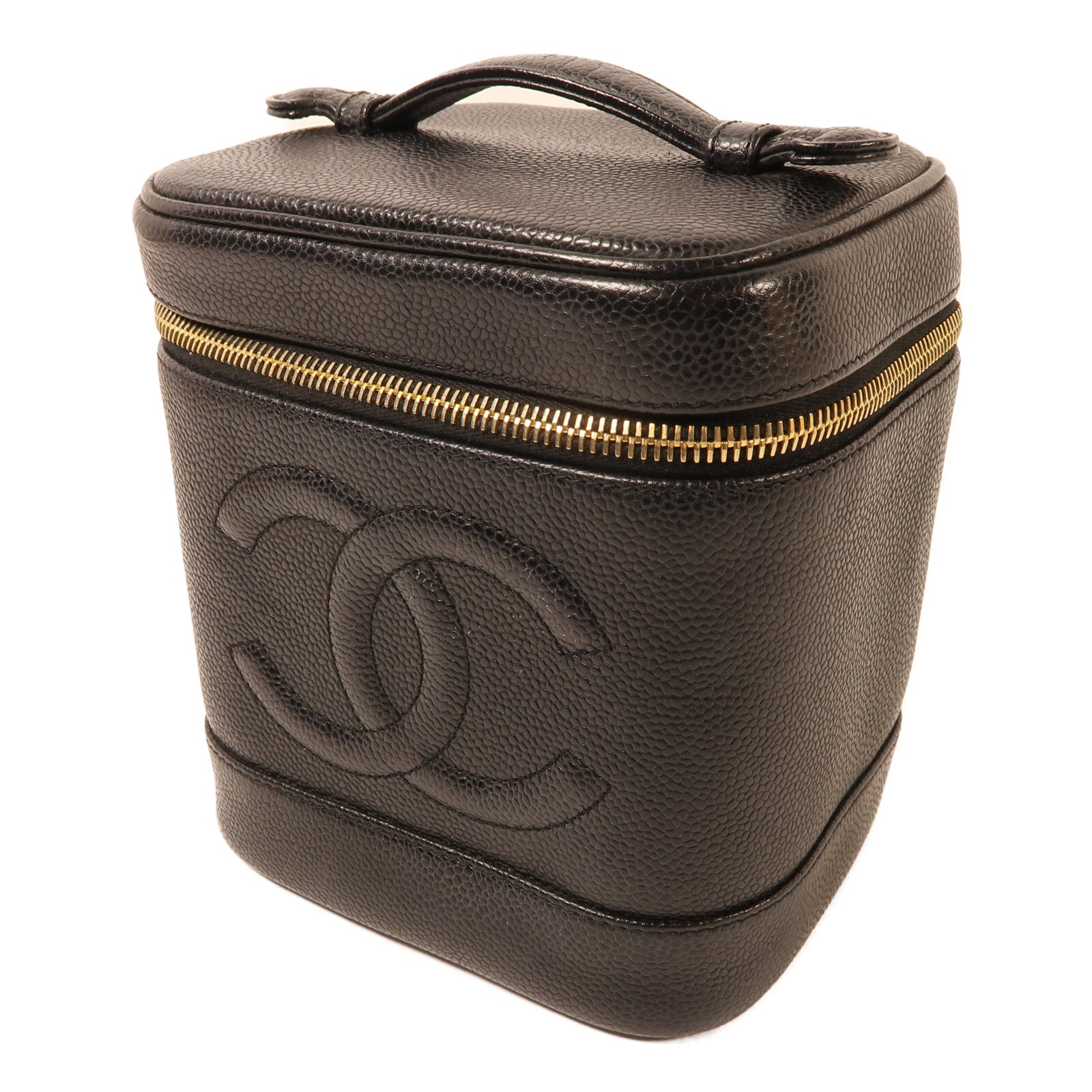 CHANEL 【激減優惠】牛皮皮革Vanity Case金扣手挽袋