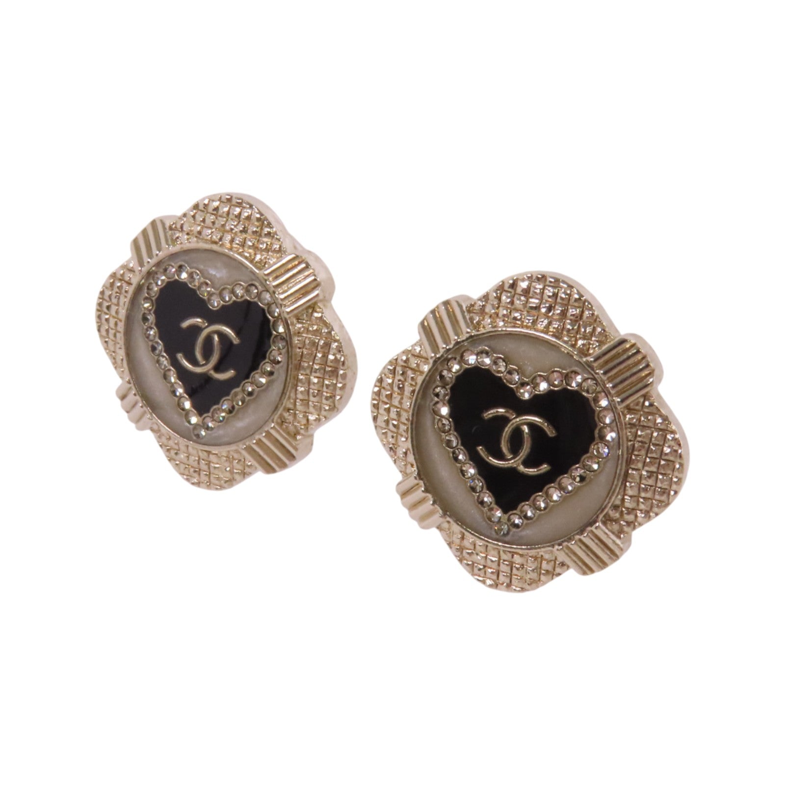 CHANEL 金屬/水鑽/PVC Earrings金扣耳環