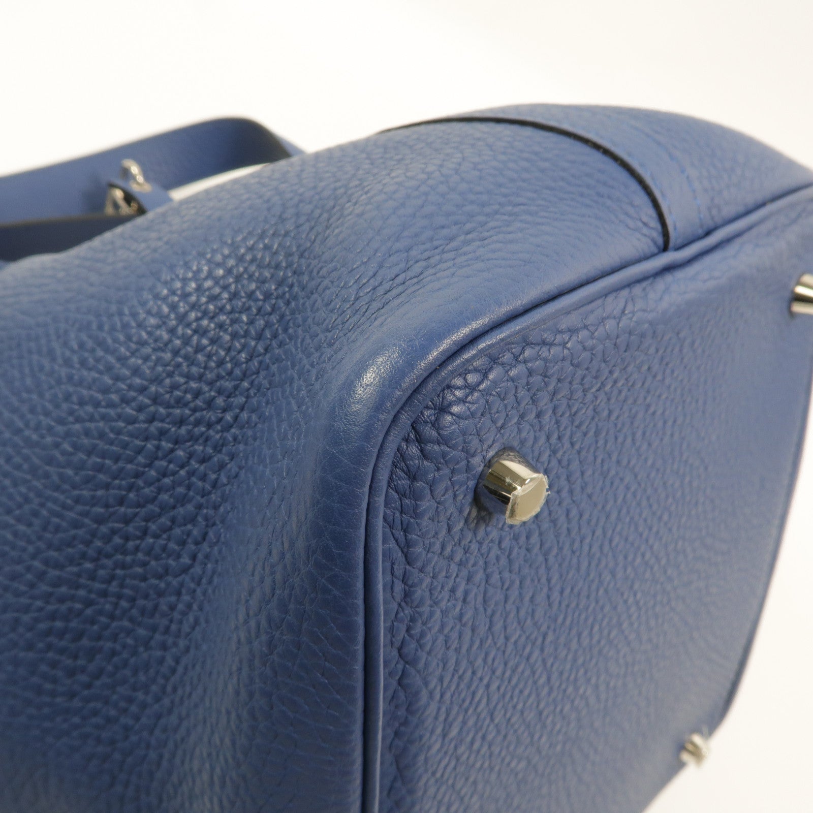 HERMES Clemence皮革Picotin MM手挽袋Bleu Agate