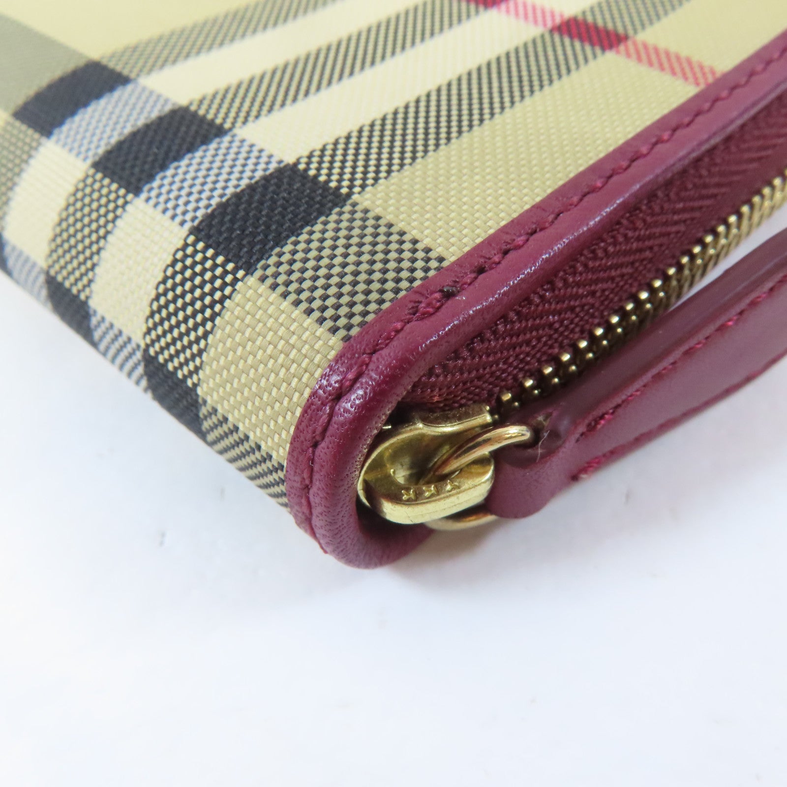 BURBERRY 帆布Zipper Wallet金扣錢包紅色