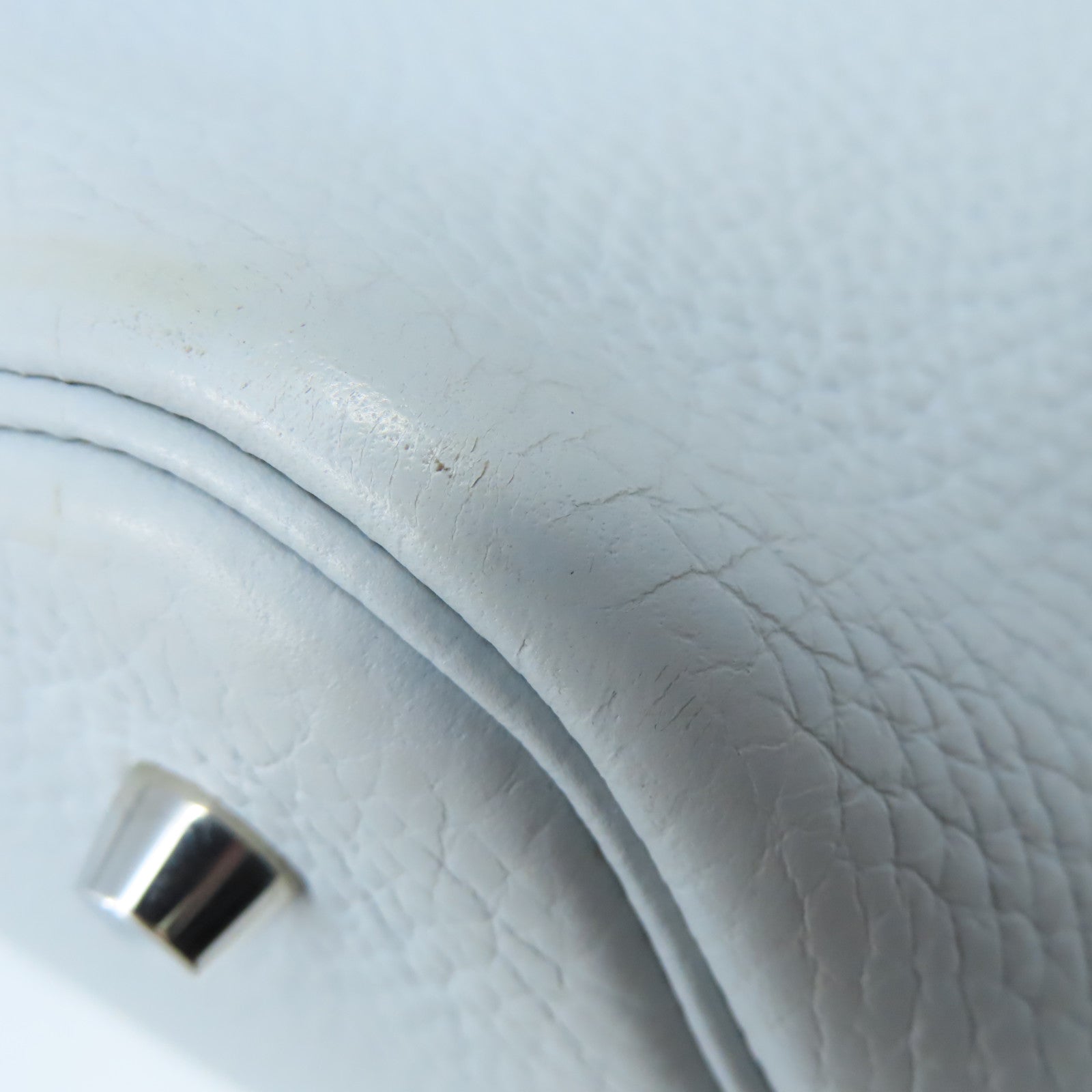 HERMES 【激減優惠】Clemence皮革Picotin MM Handbag銀扣手挽袋Bleu Pale蒼白藍色