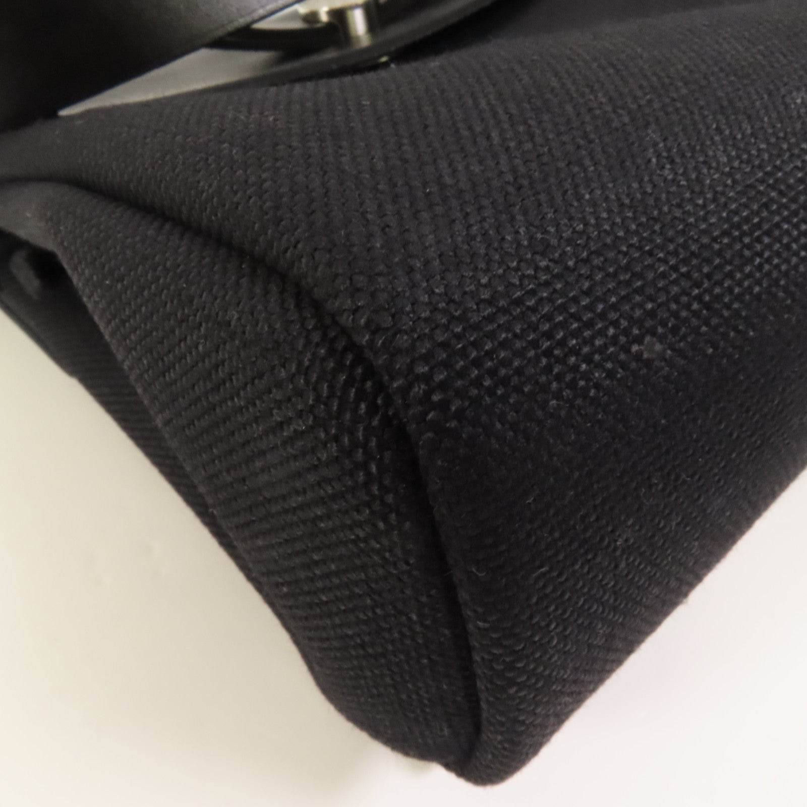 HERMES 帆布Mini Herbag銀扣肩背袋Noir