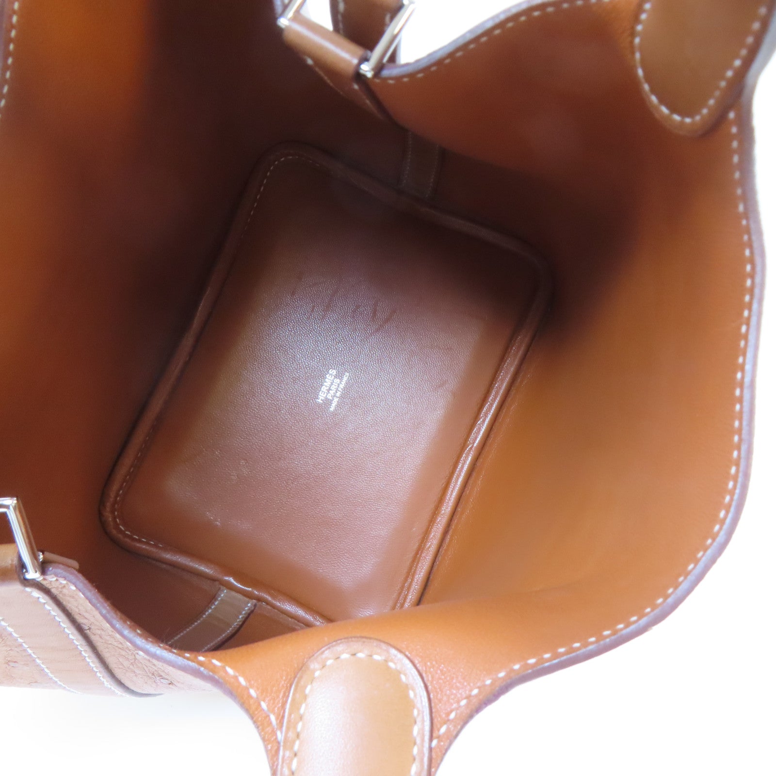 HERMES Ostrich皮革Picotin PM銀扣手挽袋啡色