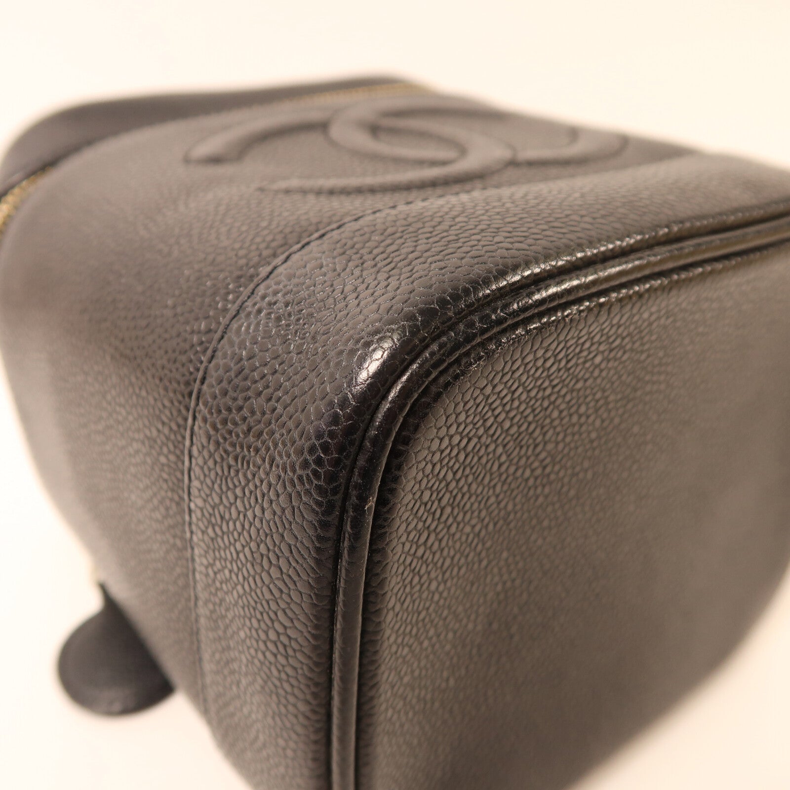 CHANEL 【激減優惠】牛皮皮革Vanity Case金扣手挽袋