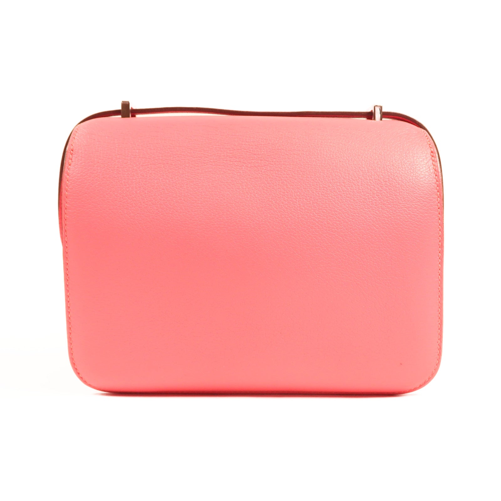 HERMES Evercolor皮革Constance Mini銀扣肩背袋Rose Azalea