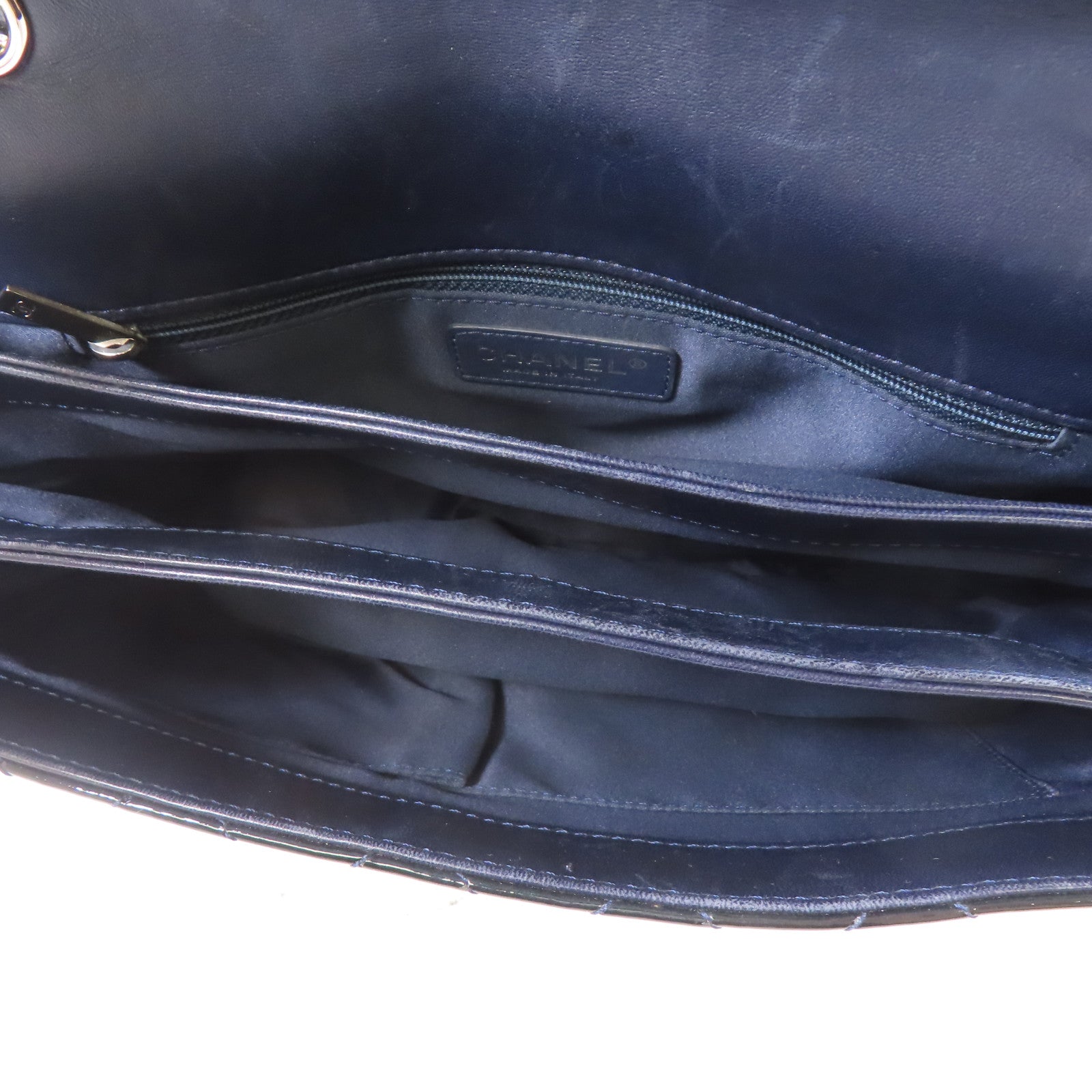 CHANEL 漆皮皮革Chain Shoulder Bag銀扣鏈帶肩背袋黑色