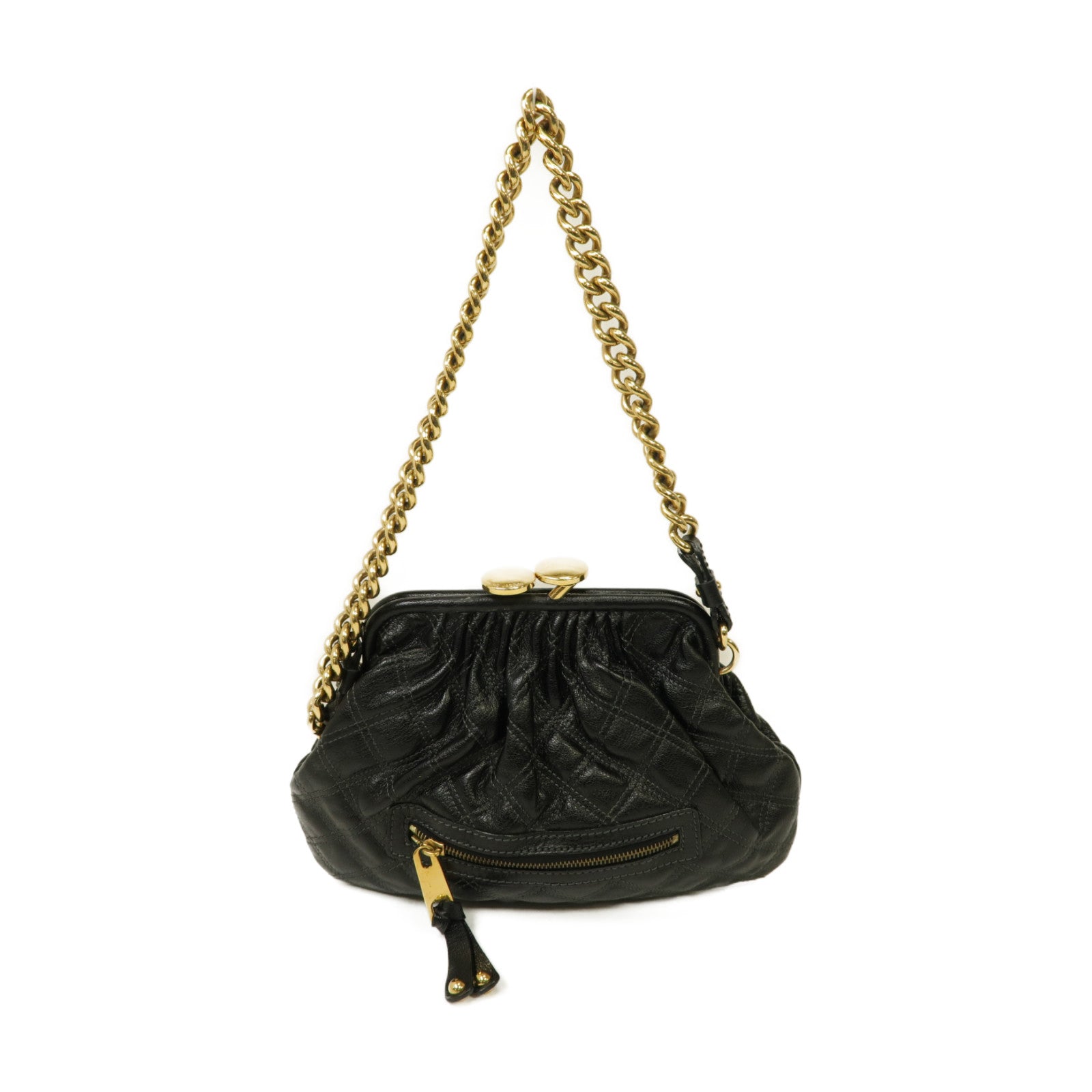 MARC JACOBS 牛皮皮革Shoulder Bag金扣鏈帶肩背袋黒色