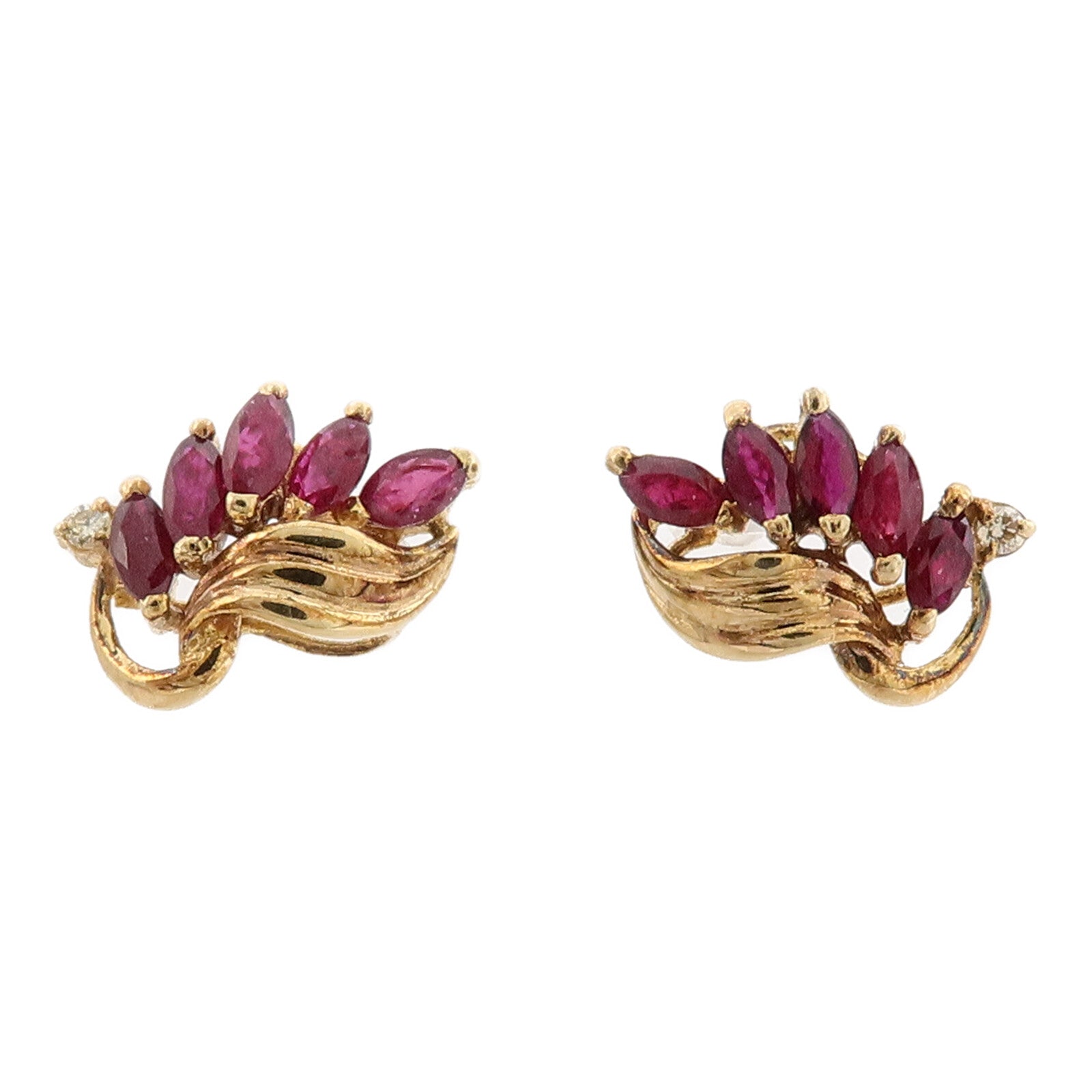 JEWELRY 14K黃金Ruby Diamond Earring紅寶鑽石耳環