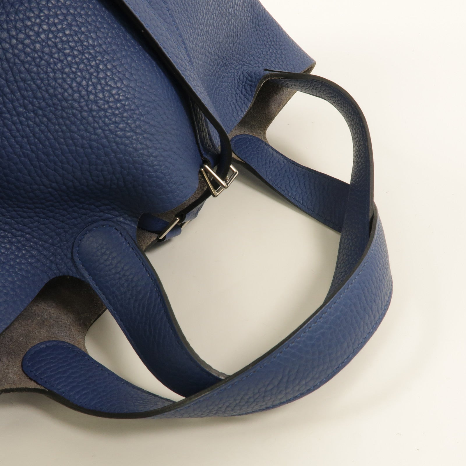 HERMES Clemence皮革Picotin MM手挽袋Bleu Agate