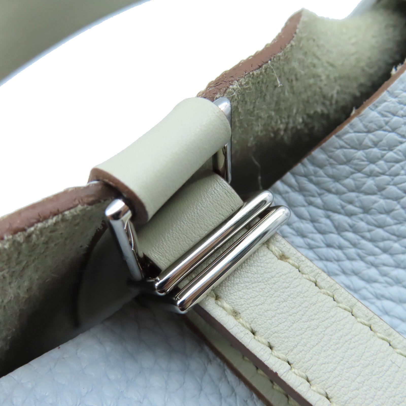 HERMES 【激減優惠】Clemence皮革Picotin MM Handbag銀扣手挽袋Bleu Pale蒼白藍色