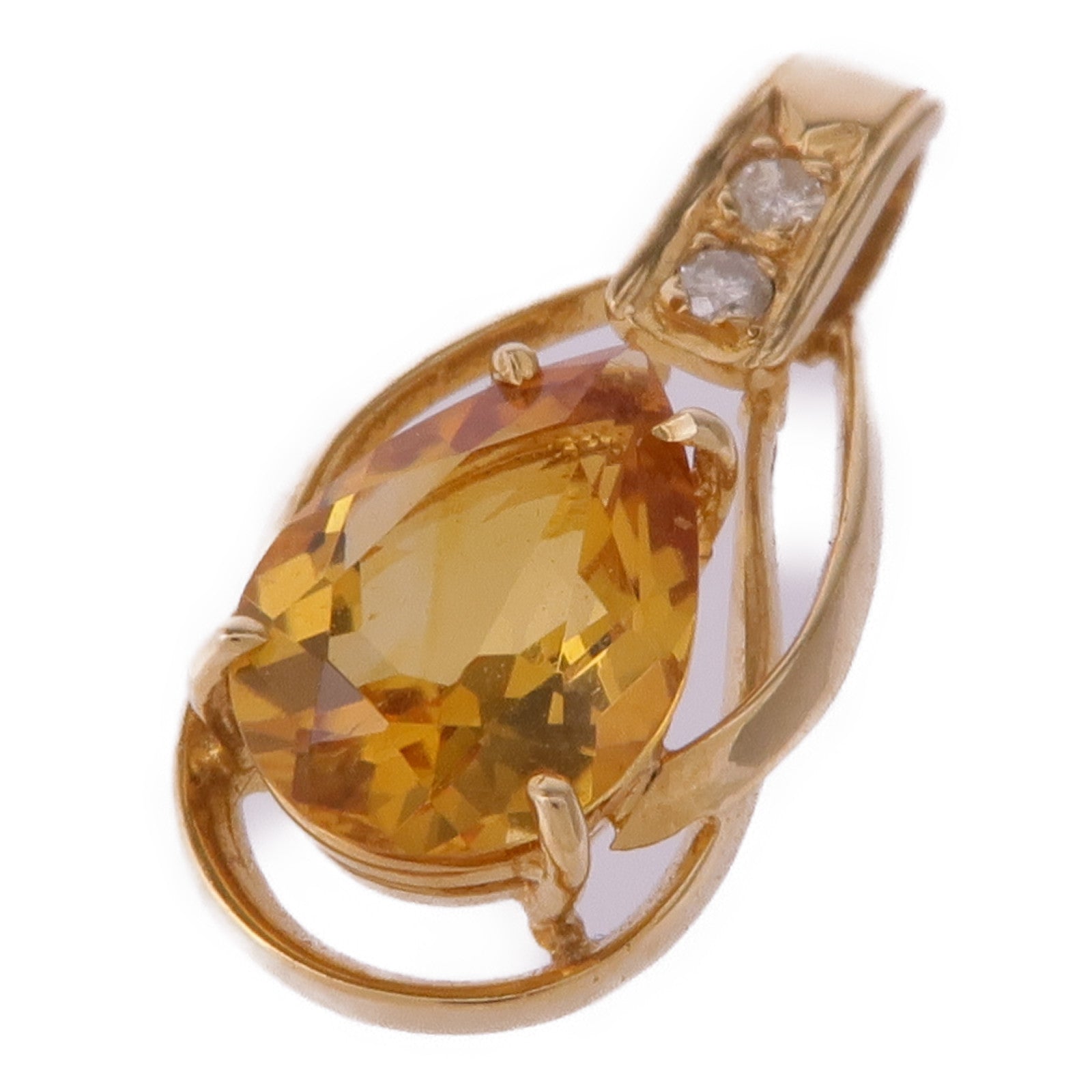 JEWELRY 14K黃金Quartz Diamond Pendant Top晶/鑽石吊墜