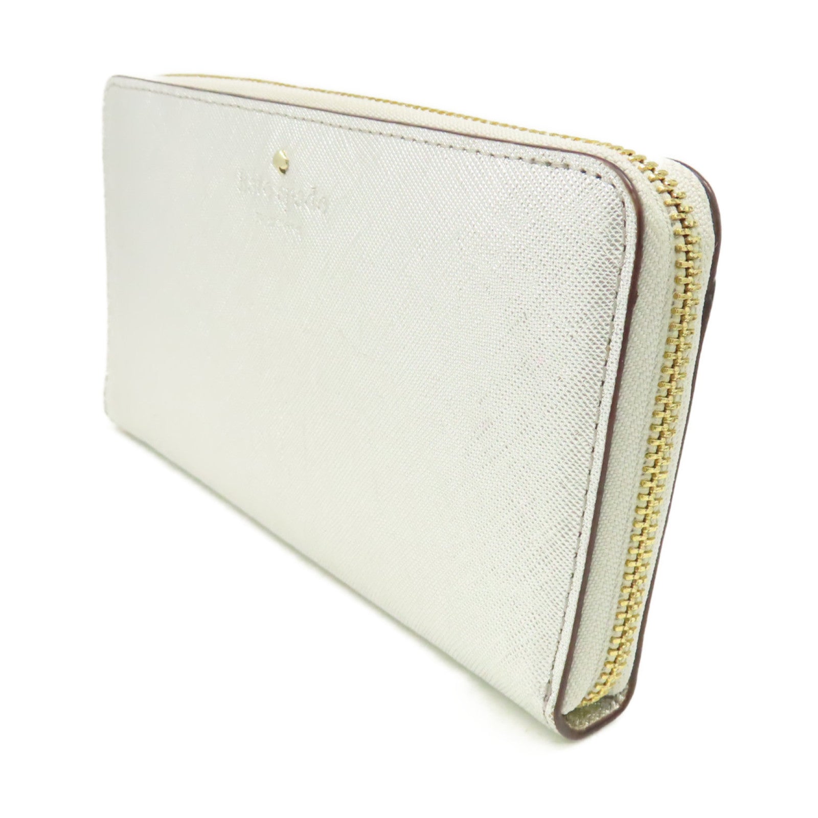 Kate Spade 【激減優惠】牛皮皮革Round Long Wallet拉鏈長錢包銀色