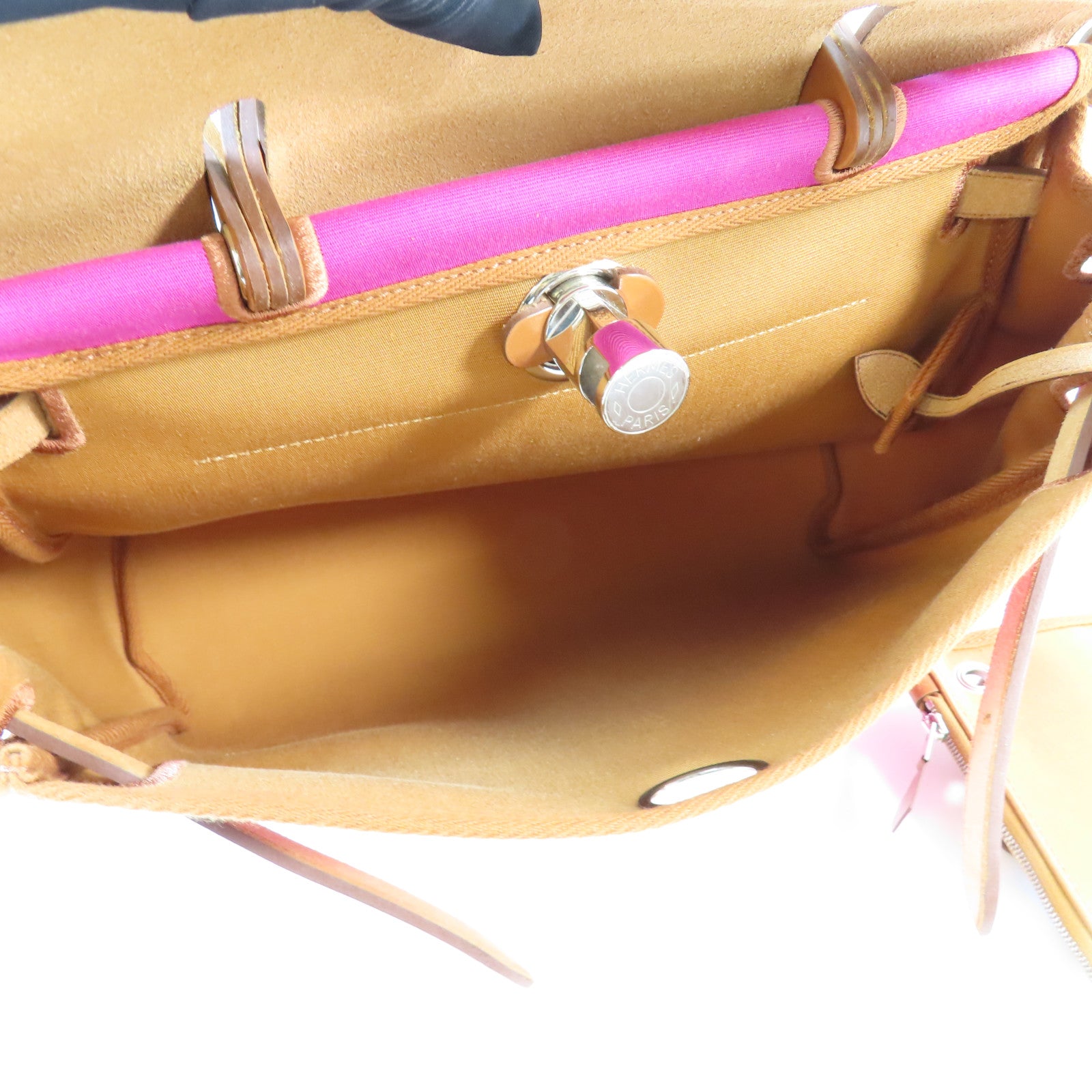 HERMES 帆布Herbag PM銀扣手挽肩背兩用袋