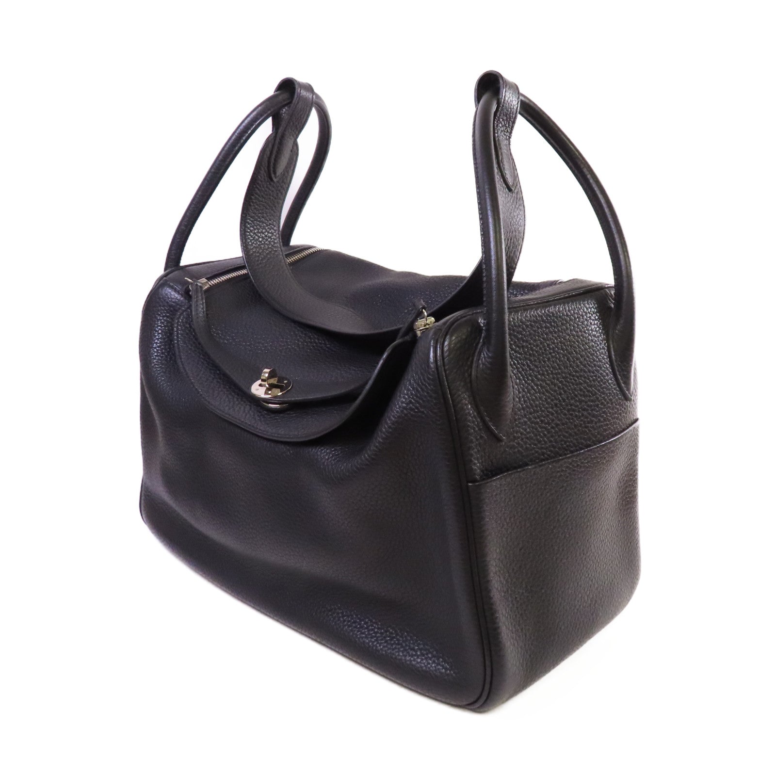 HERMES 【激減優惠】Clemence皮革Lindy 34 Shoulder Bag銀扣肩背袋黑色