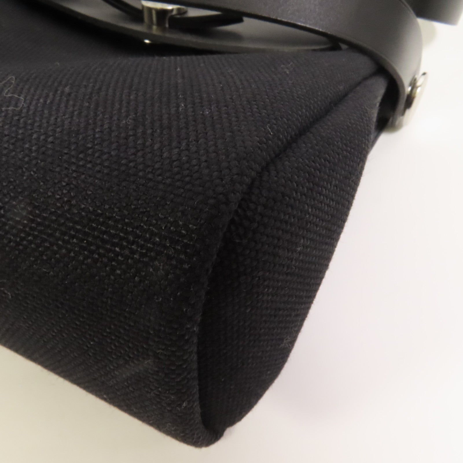 HERMES 帆布Mini Herbag銀扣肩背袋Noir
