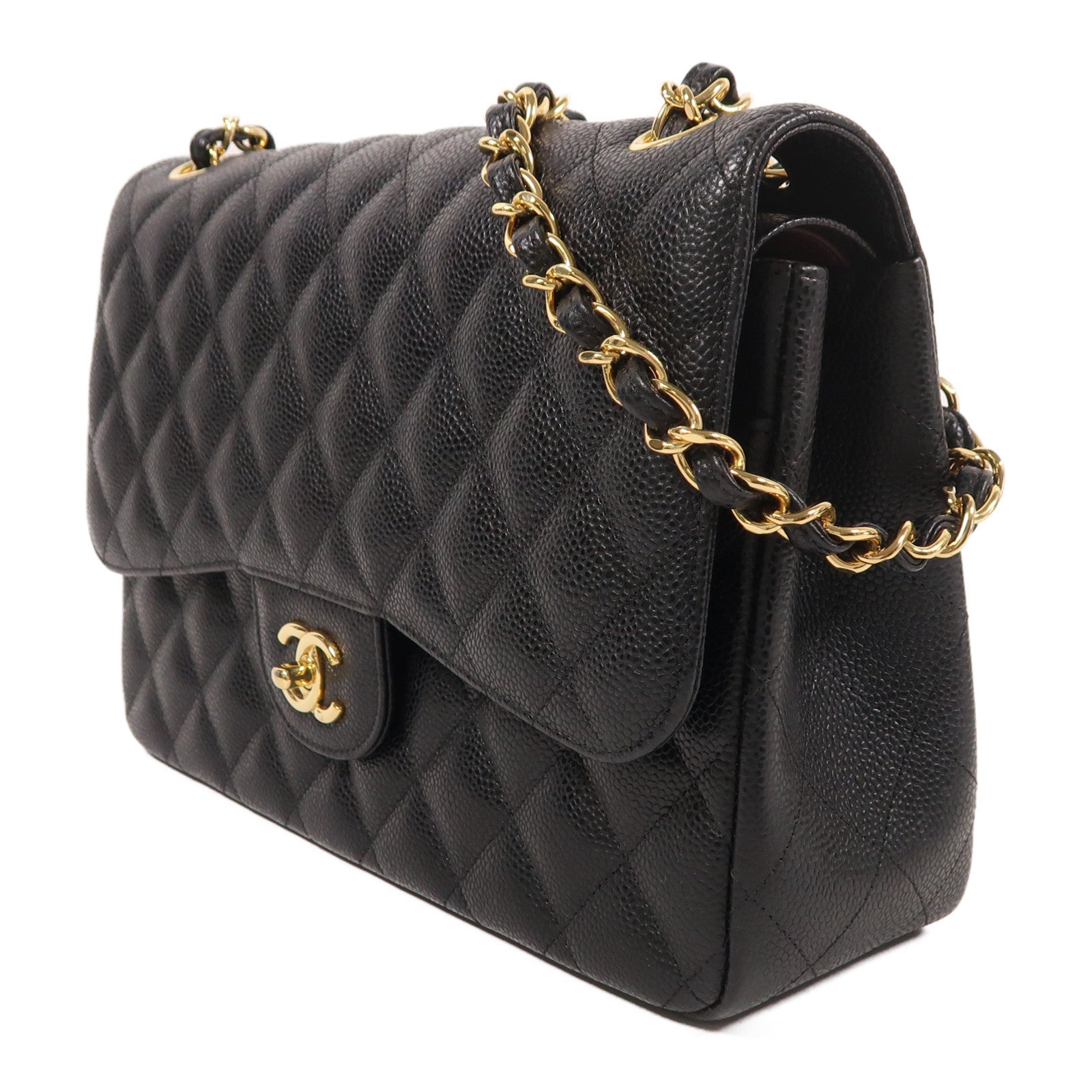 CHANEL 牛皮皮革Large Classic金扣鏈帶肩背袋