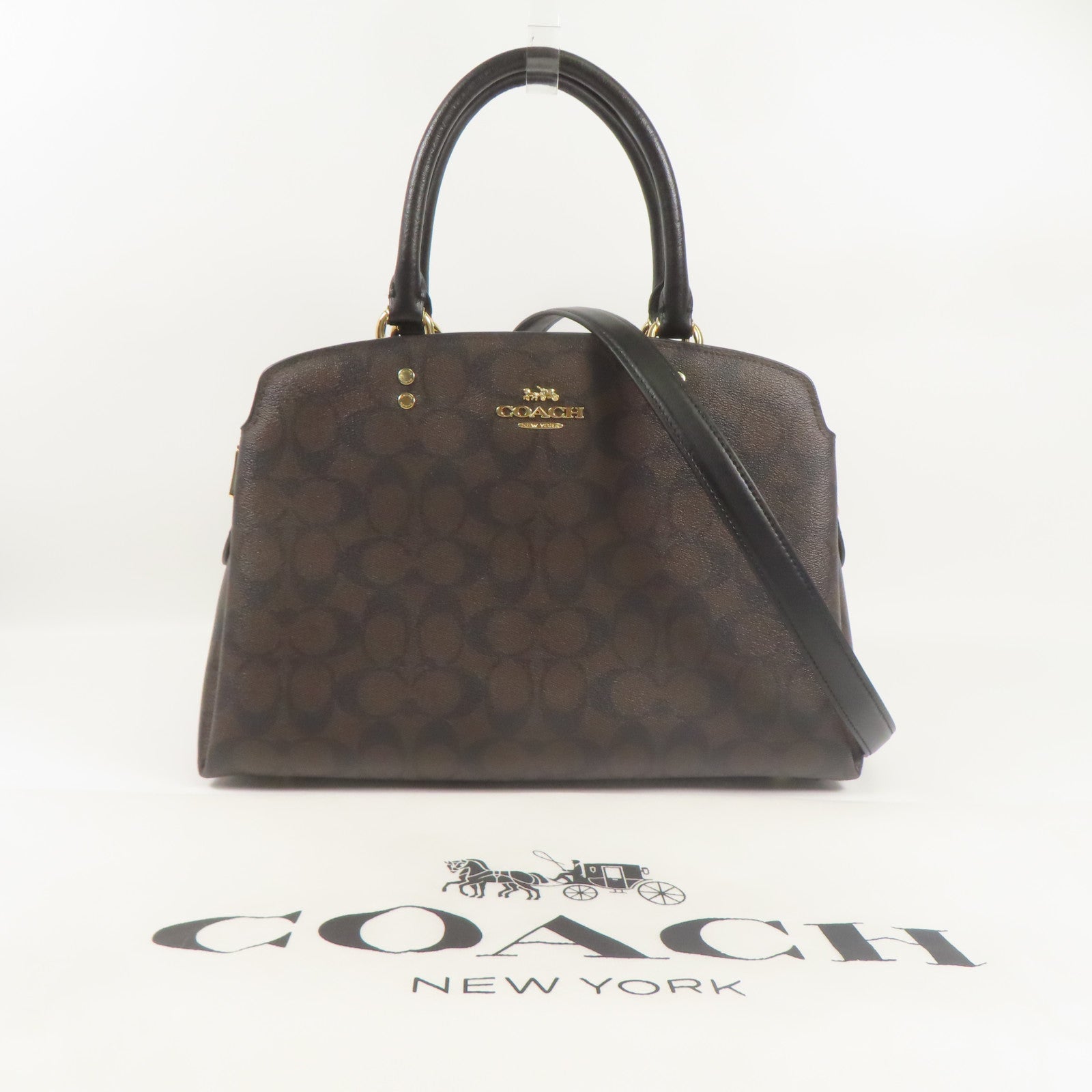 COACH 塗層帆布Shoulder Bag金扣手挽肩背兩用袋