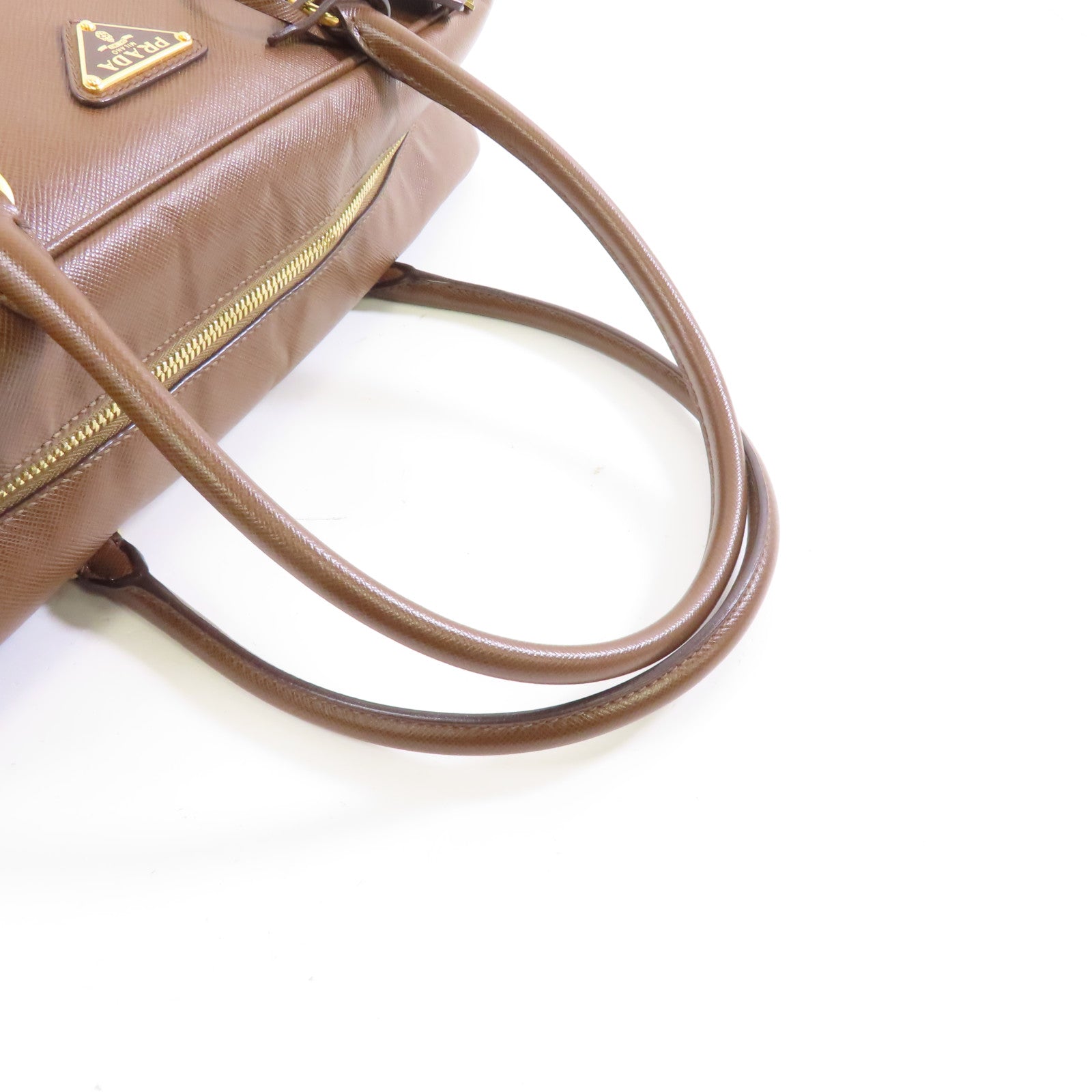 PRADA 牛皮皮革Shoulder Bag/Handbag金扣肩背袋/手挽袋啡色