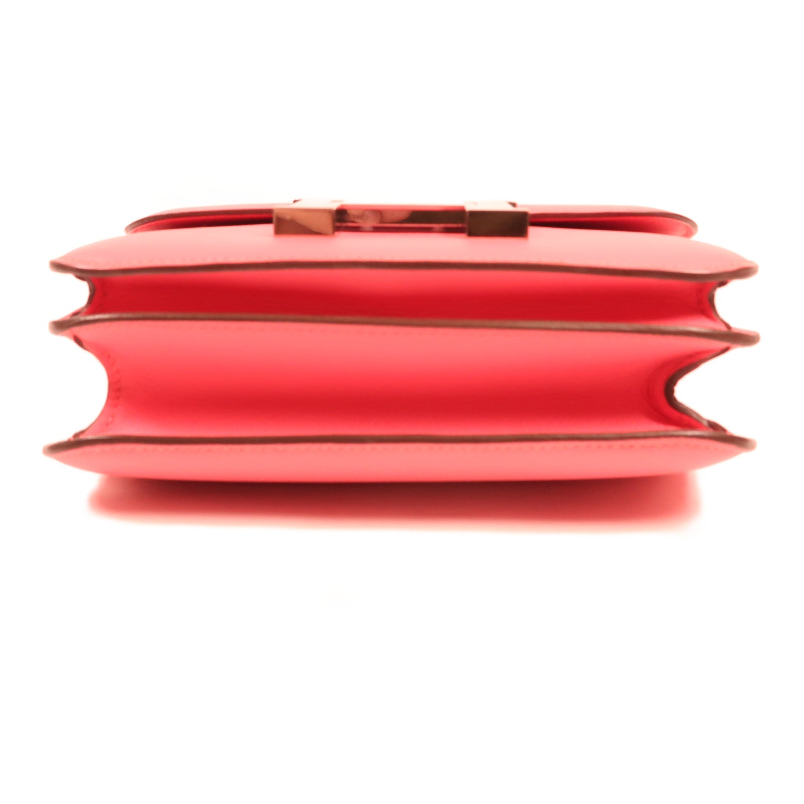 HERMES Evercolor皮革Constance Mini銀扣肩背袋Rose Azalea