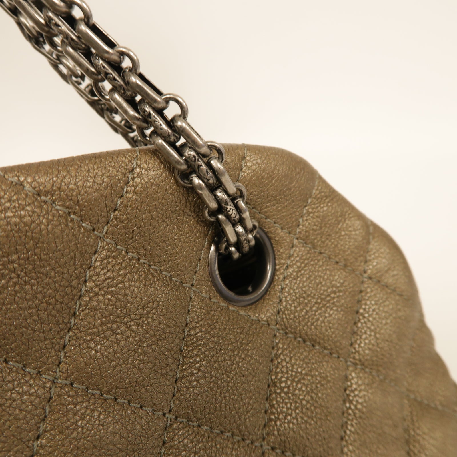 CHANEL 【激減優惠】Caviar皮革Chain Shoulder Bag銀扣鏈帶肩背袋青銅色