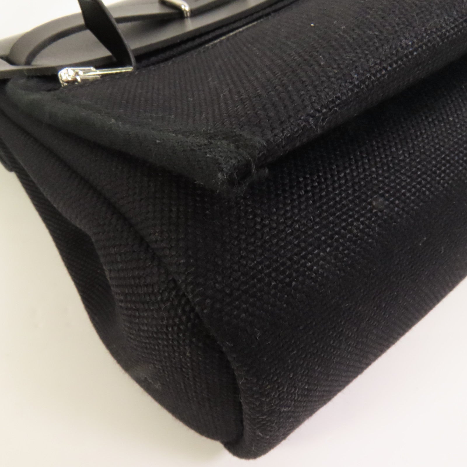 HERMES 帆布Mini Herbag銀扣肩背袋Noir