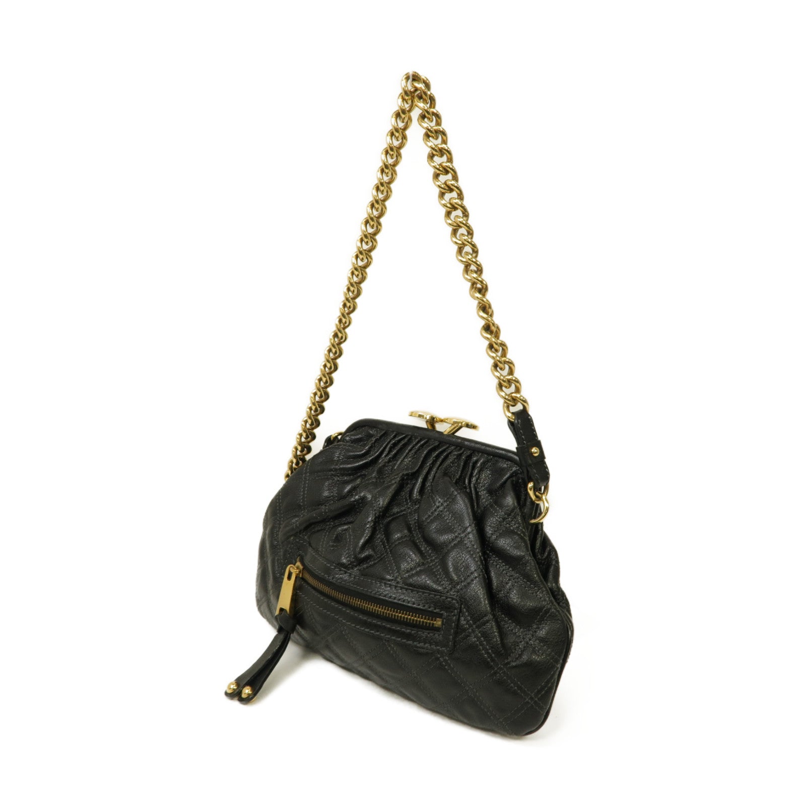 MARC JACOBS 牛皮皮革Shoulder Bag金扣鏈帶肩背袋黒色