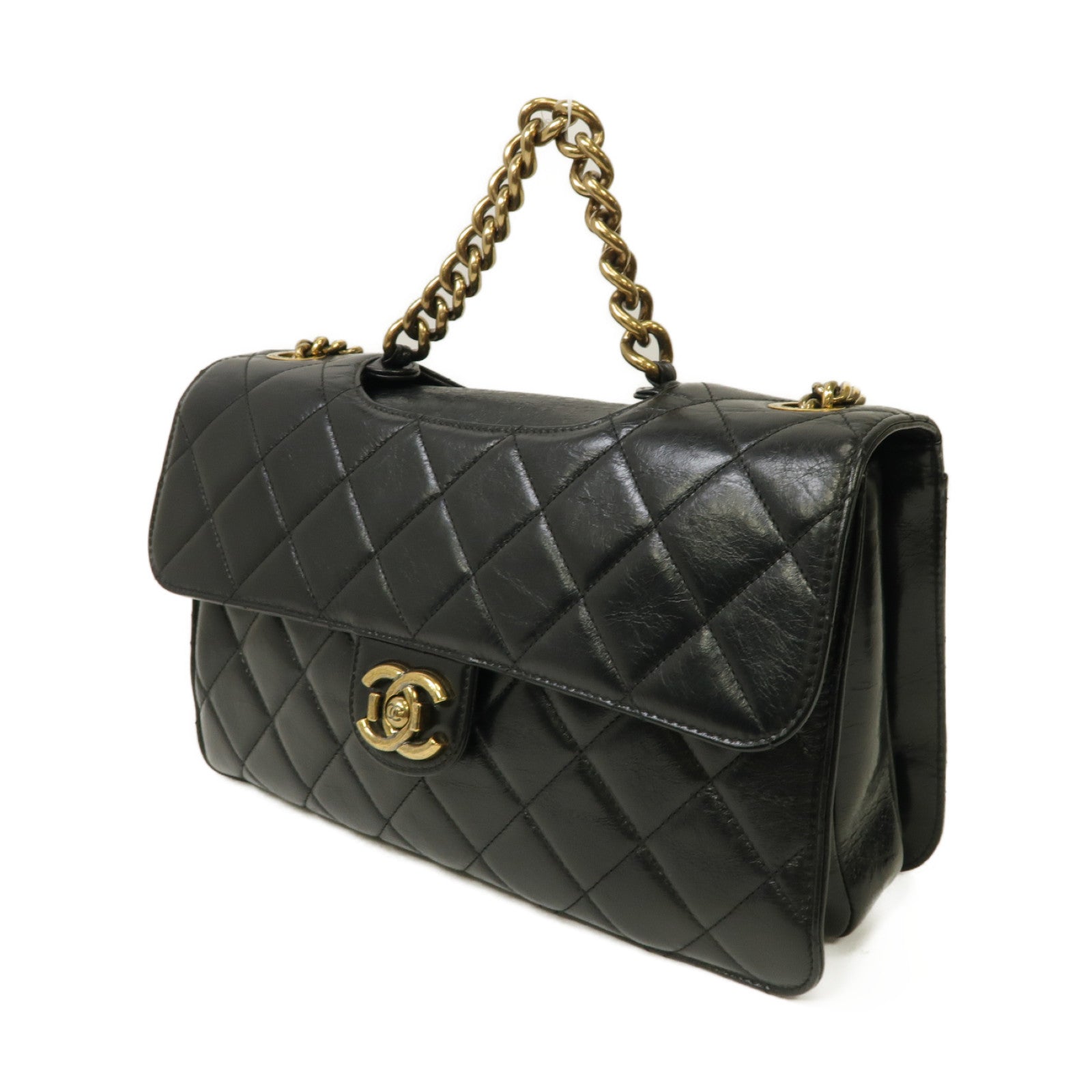 CHANEL 菱格牛皮皮革2way Shoulder Bag金扣手挽肩背兩用袋