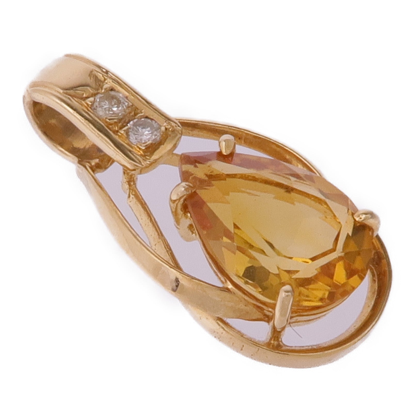 JEWELRY 14K黃金Quartz Diamond Pendant Top晶/鑽石吊墜