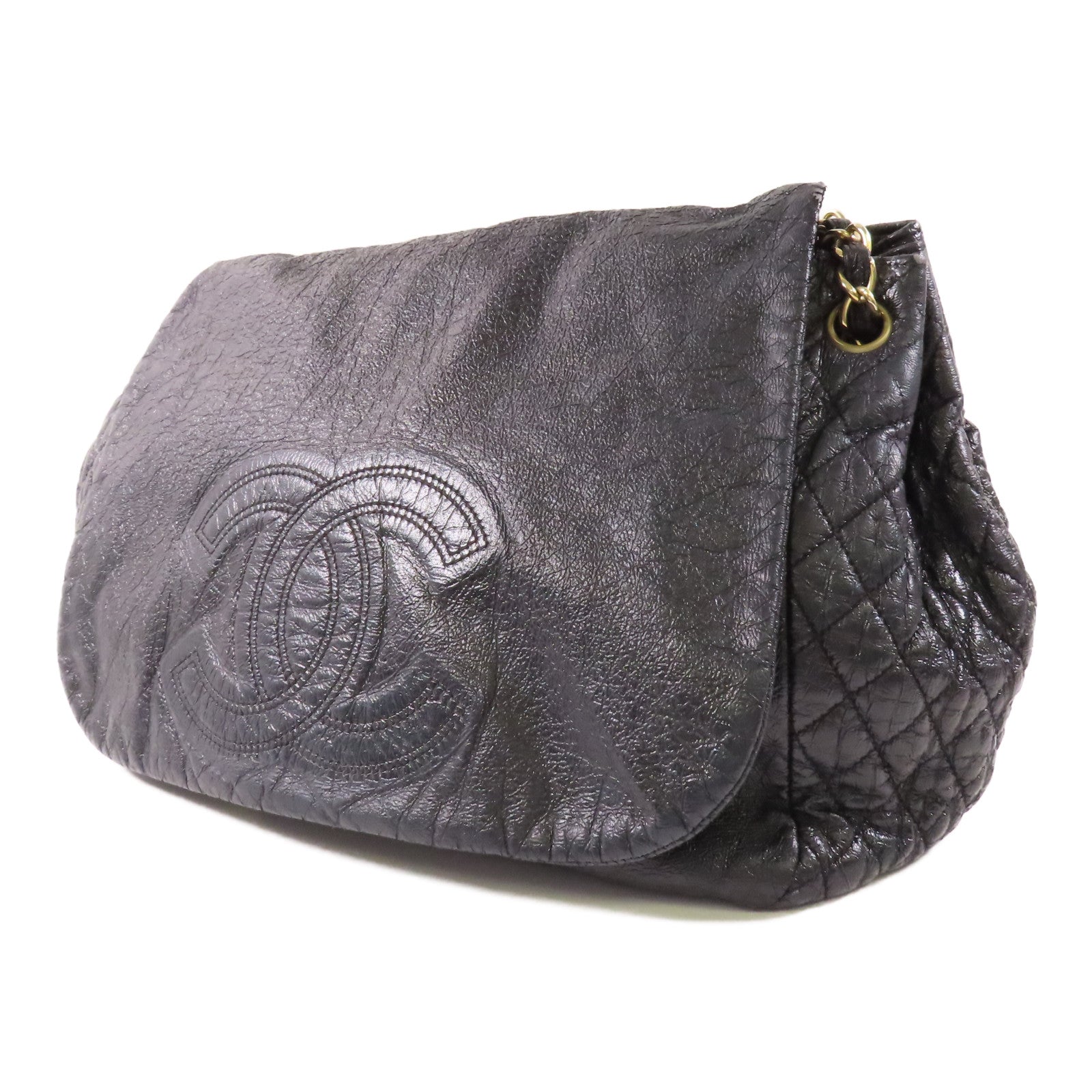 CHANEL 皮革Chain Shoulder金扣鏈帶肩背袋