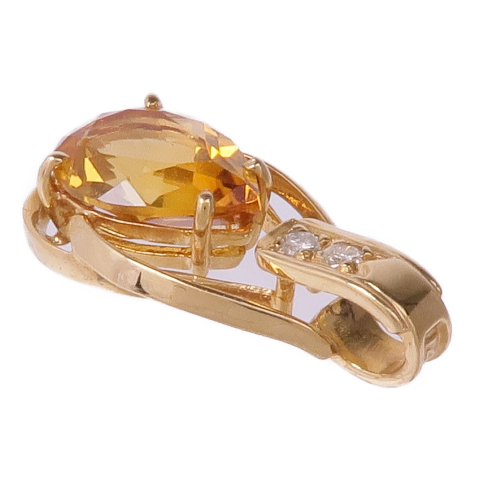 JEWELRY 14K黃金Quartz Diamond Pendant Top晶/鑽石吊墜