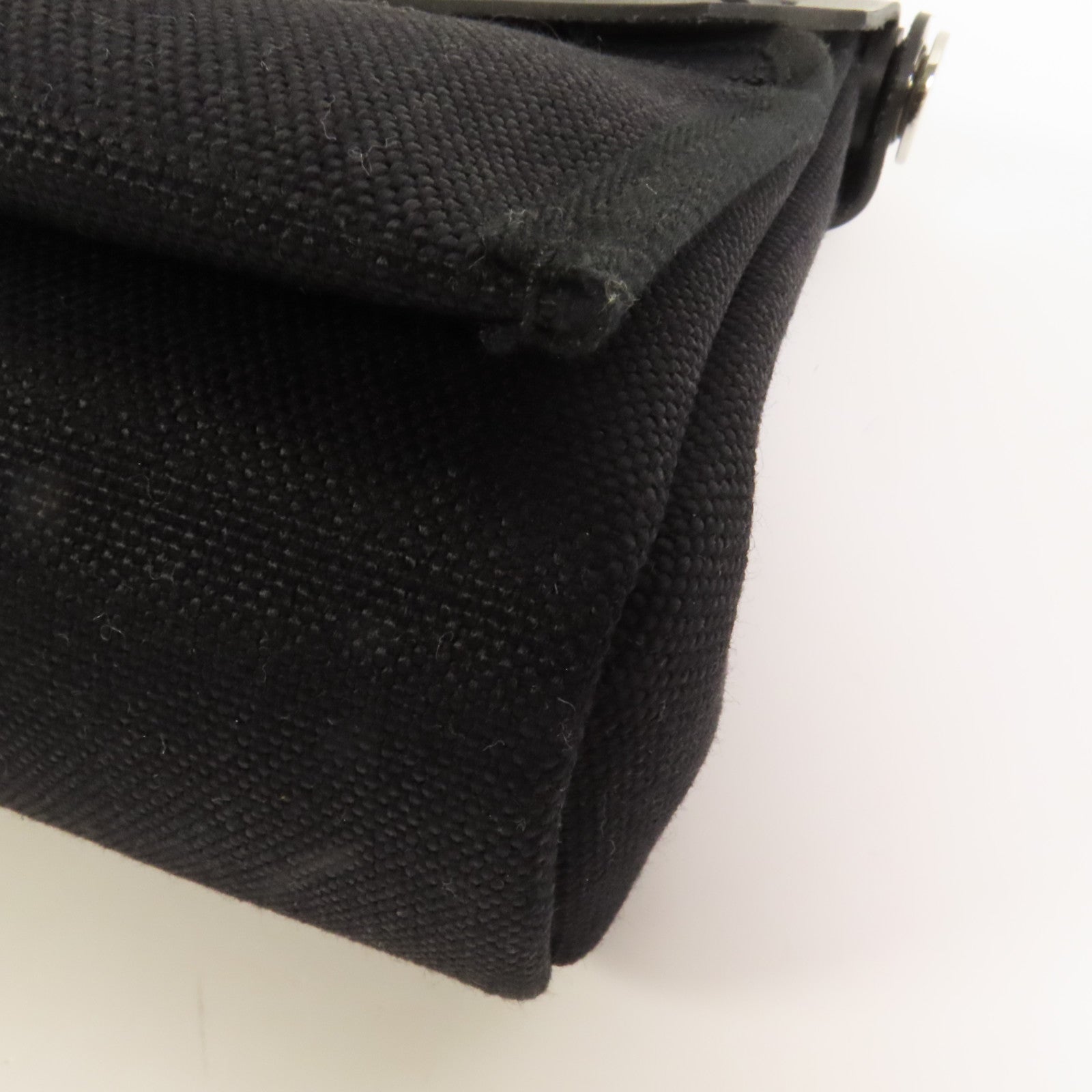 HERMES 帆布Mini Herbag銀扣肩背袋Noir