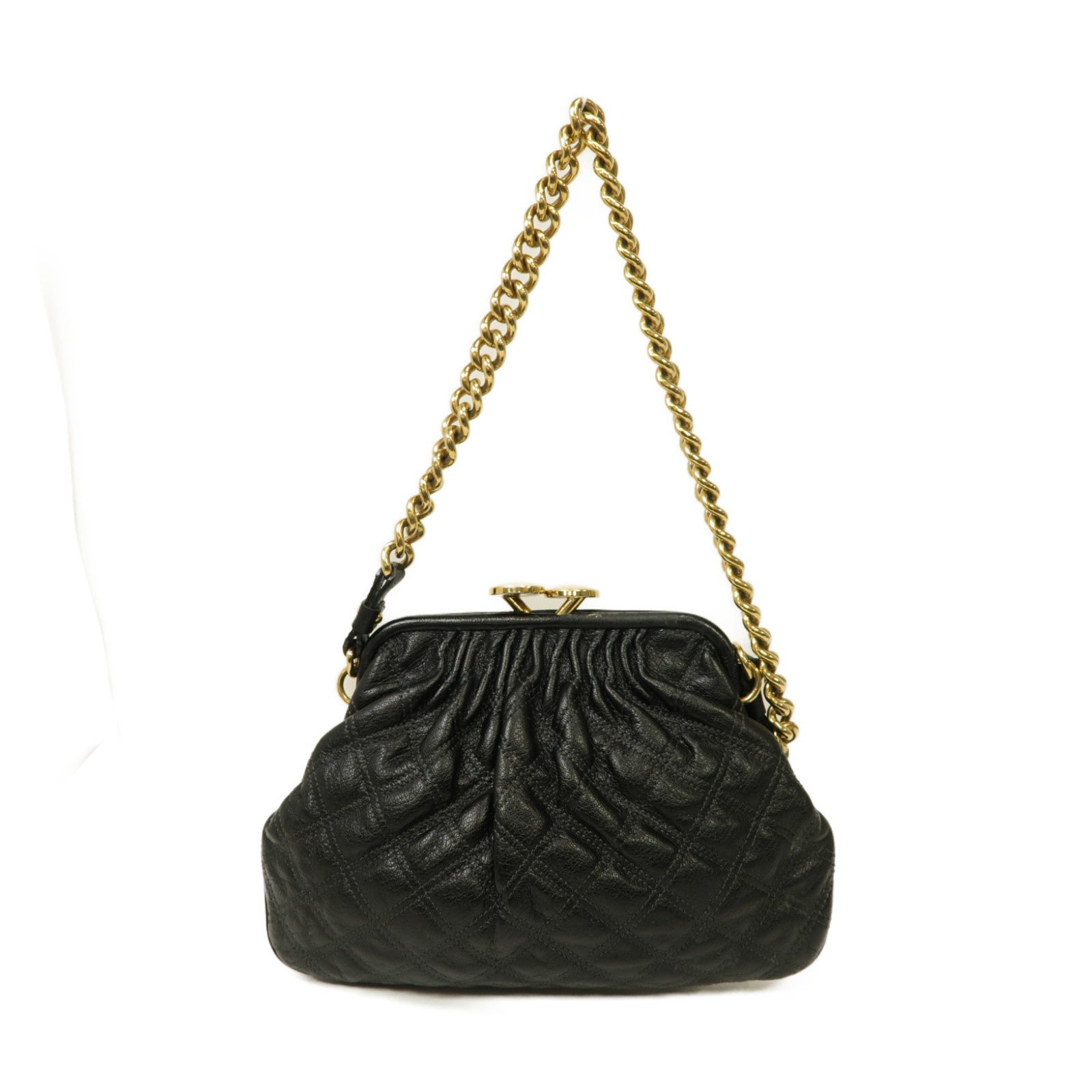 MARC JACOBS 牛皮皮革Shoulder Bag金扣鏈帶肩背袋黒色