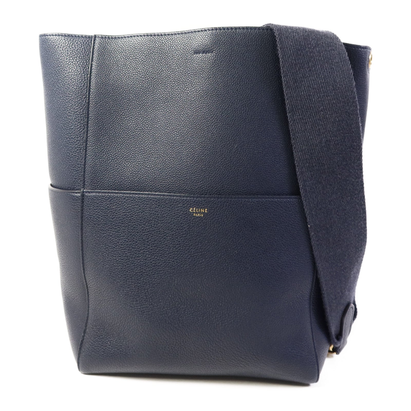 CELINE 牛皮皮革Sangle Bucket Bag Large金扣肩背袋