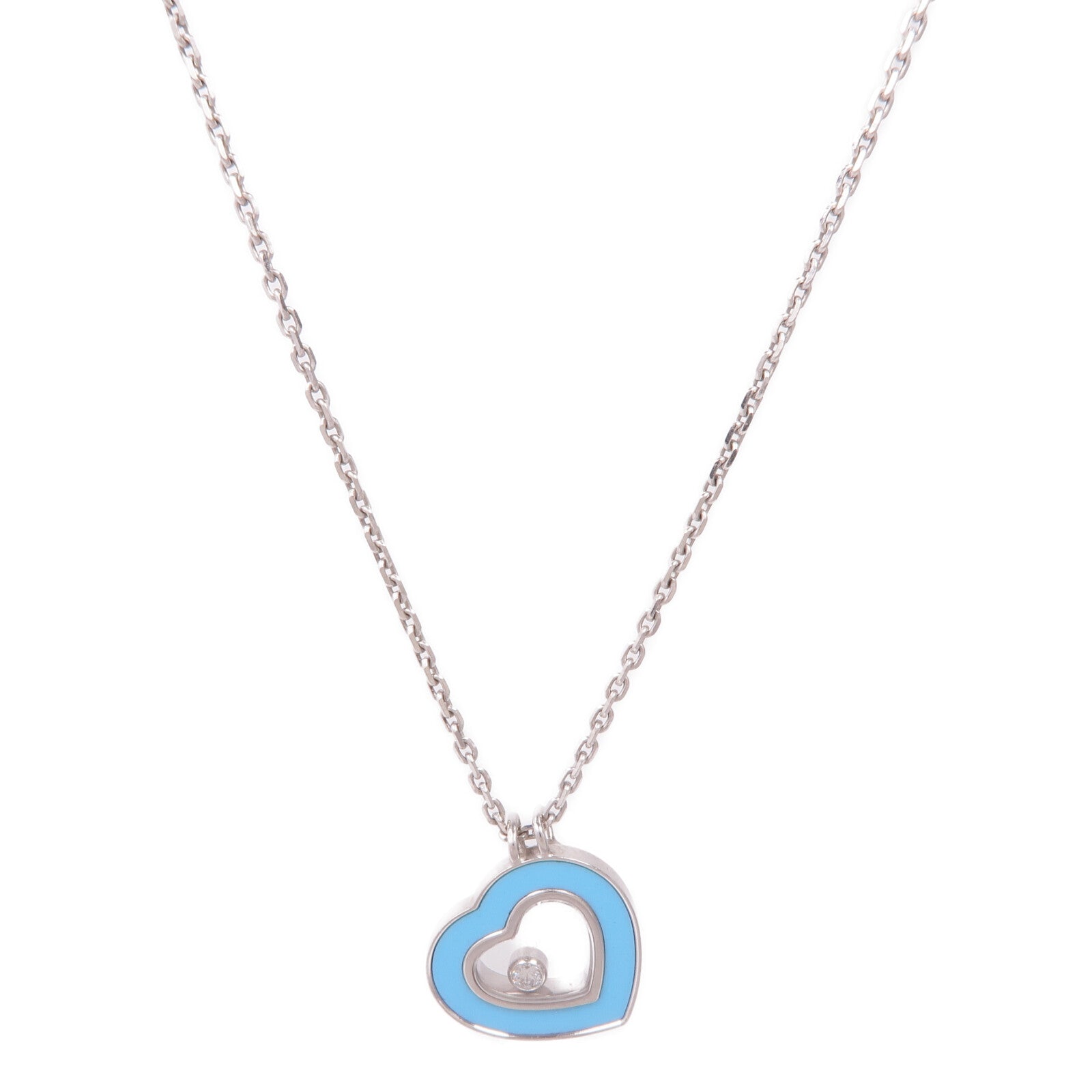 Chopard 18K白金Happy Diamond Necklace鑽石項鍊
