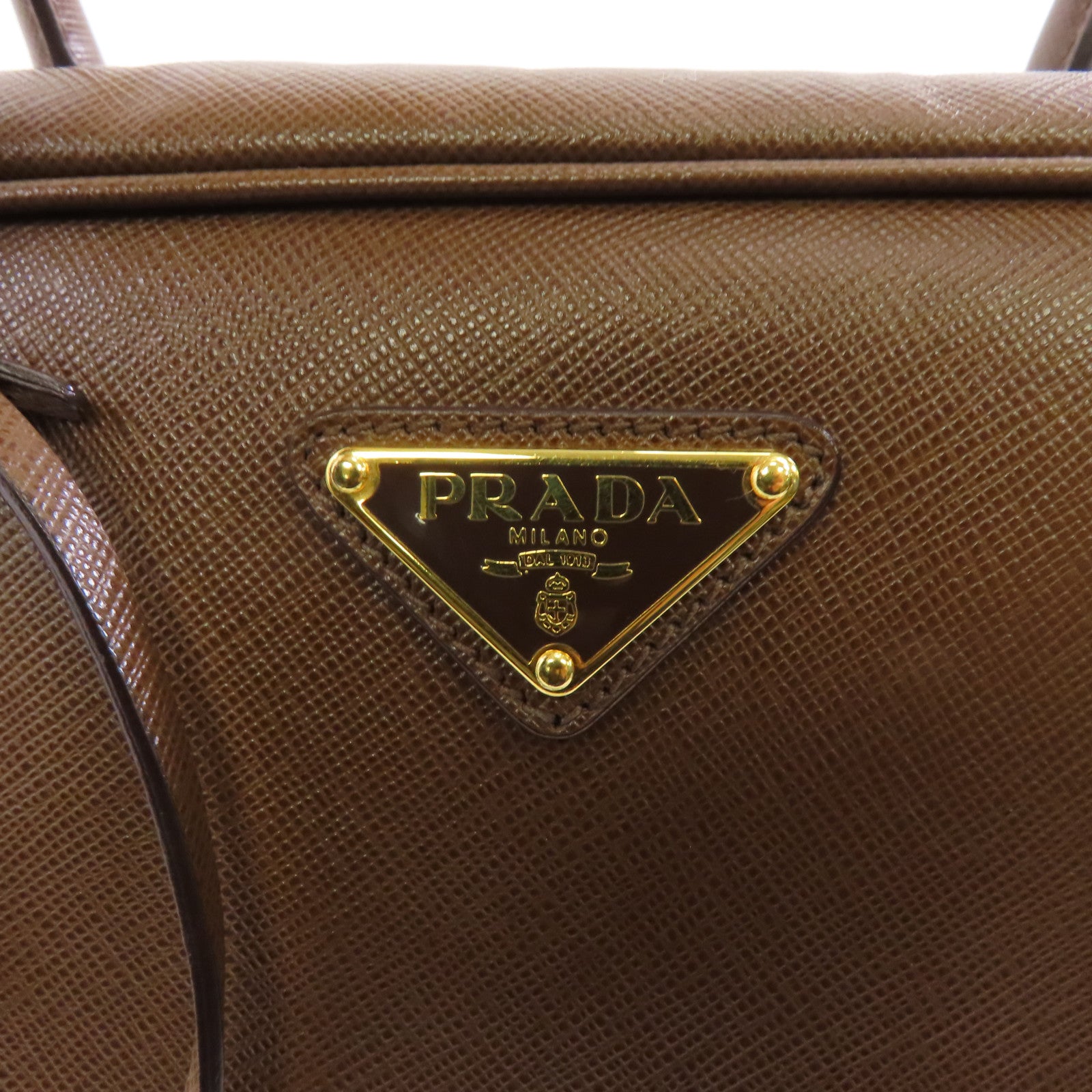 PRADA 牛皮皮革Shoulder Bag/Handbag金扣肩背袋/手挽袋啡色