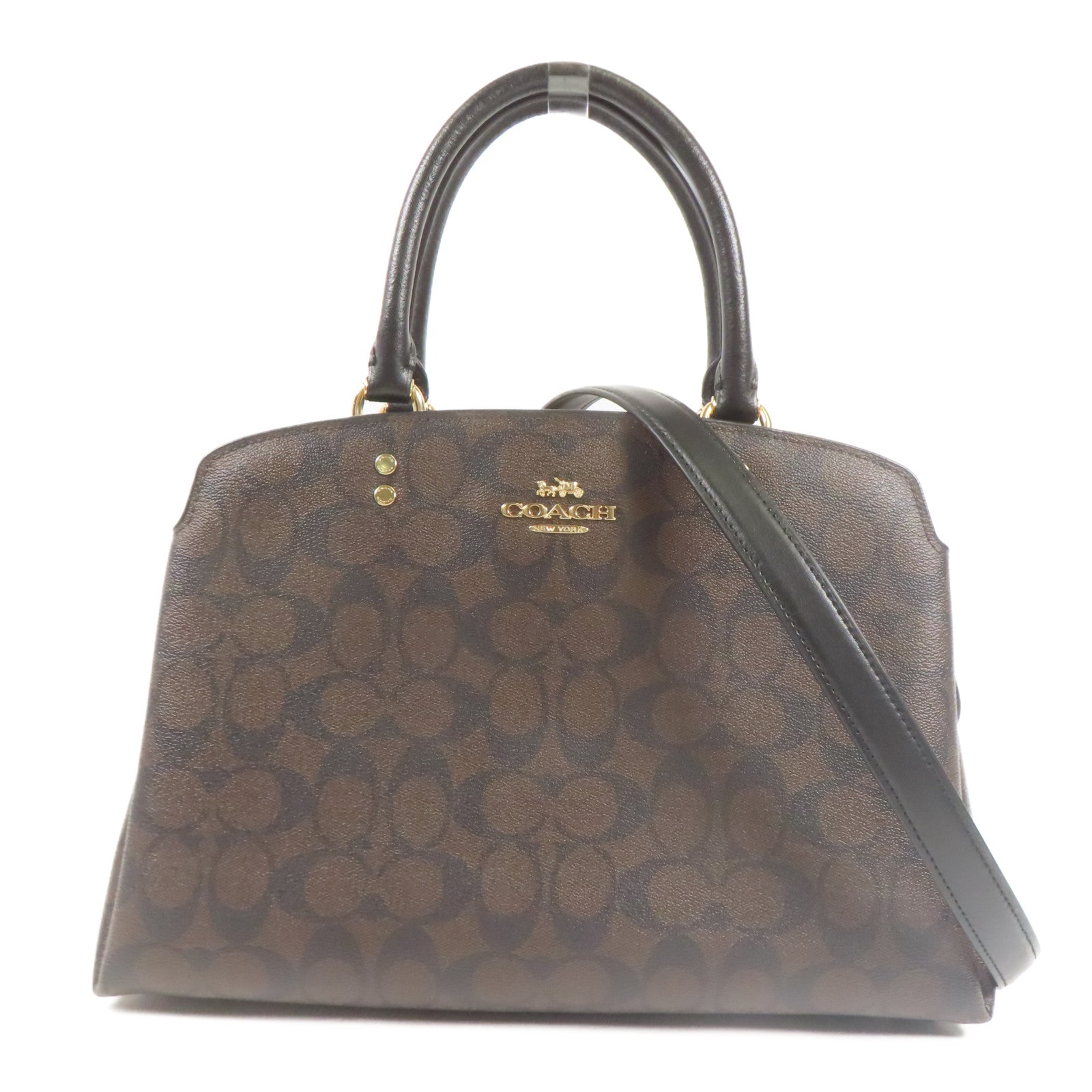 COACH 塗層帆布Shoulder Bag金扣手挽肩背兩用袋