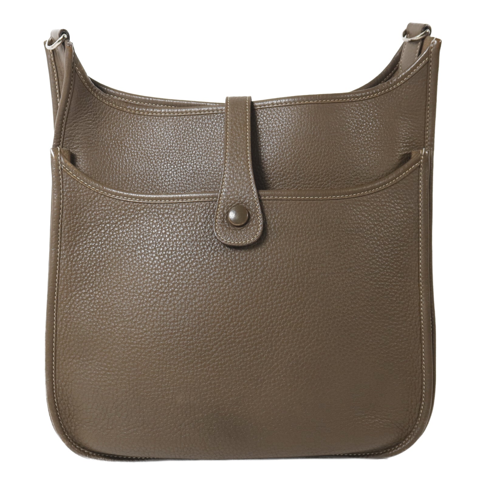 HERMES Clemence皮革Evelyne PM肩背袋Etoupe