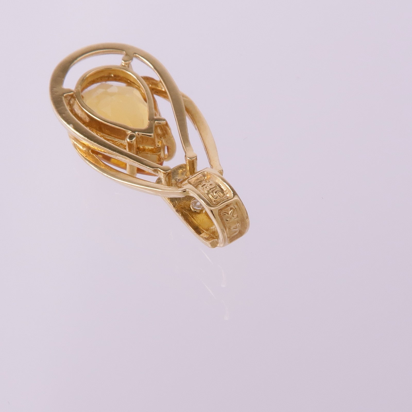 JEWELRY 14K黃金Quartz Diamond Pendant Top晶/鑽石吊墜